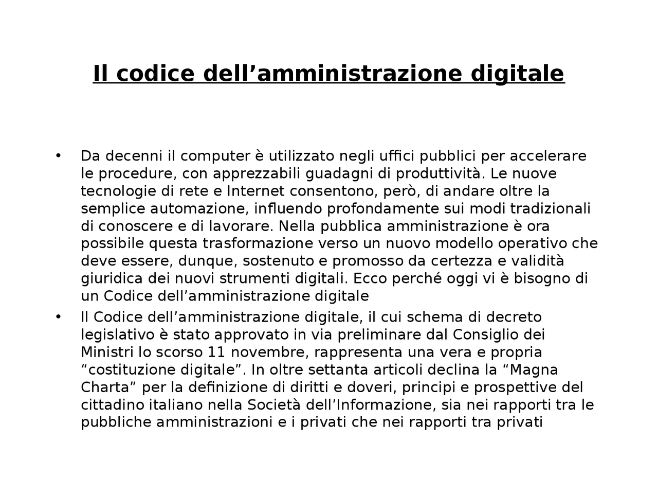 Il Codice dell'Amministrazione Digitale - Docsity