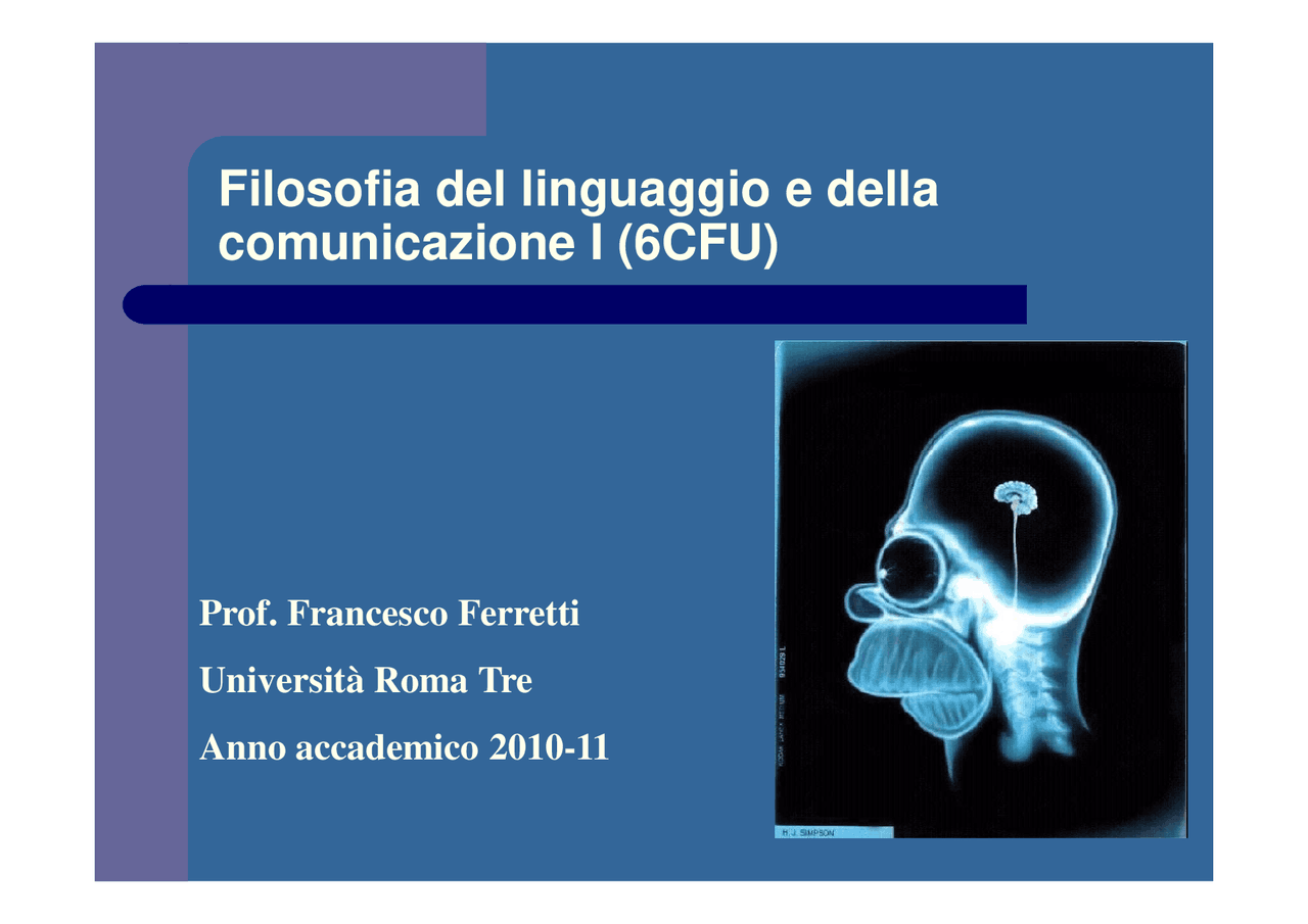 Linguaggio, comunicazione e cognizione Docsity