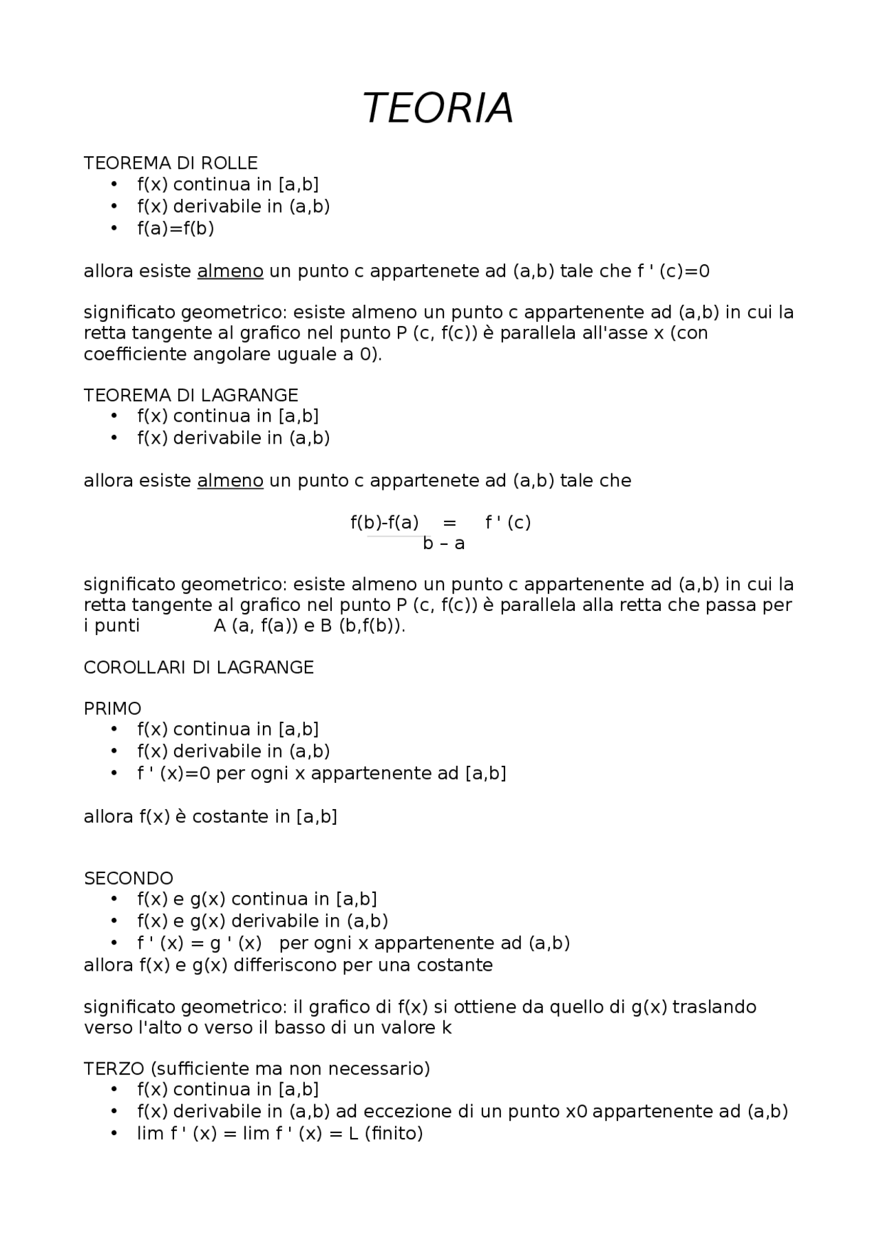 Teoria Secondo Parziale Di Matematica Economia E Gestione Dei Beni Culturali Cattolica Milano Docsity