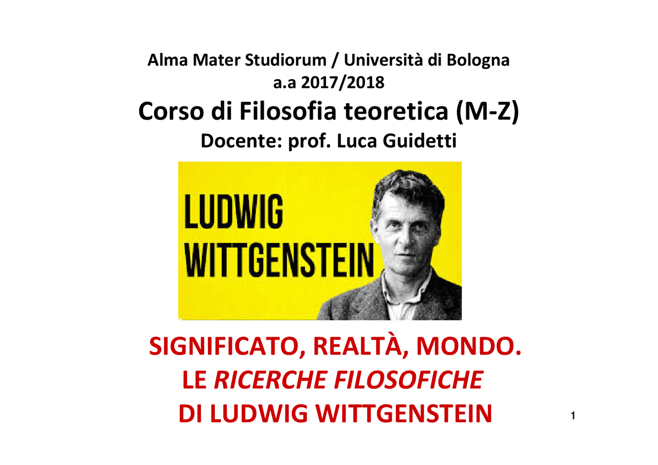 Slide corso Filosofia teoretica Bologna 2017/2018 Docsity