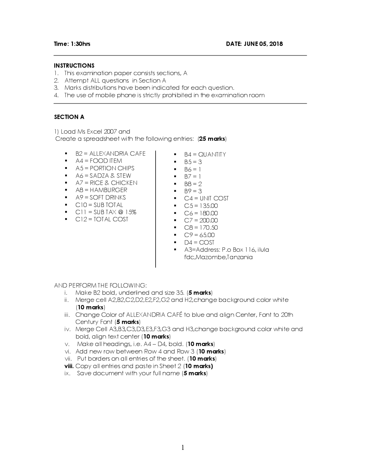 Computer application paper - Docsity