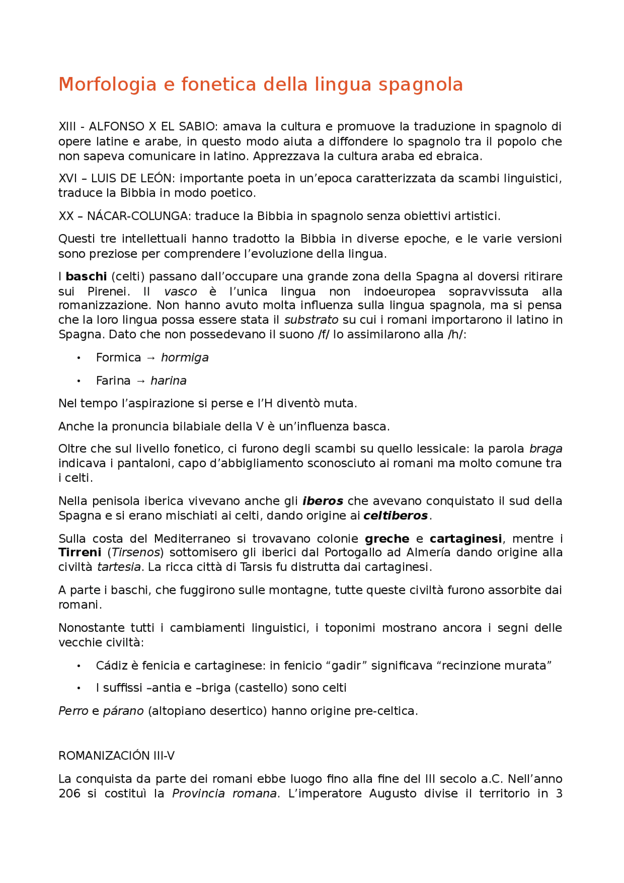 Storia della lingua spagnola (dalle origini al 1492) Docsity