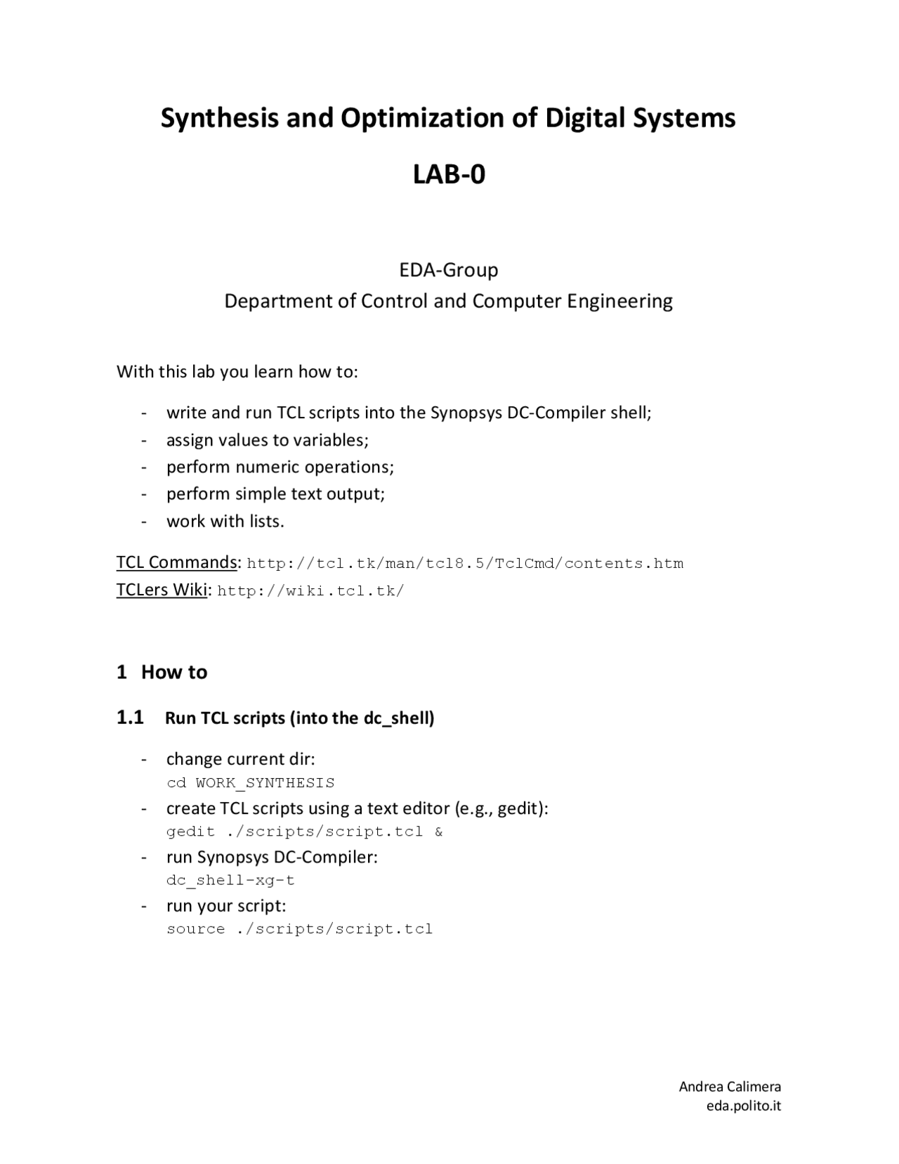 Lab0 synthesis and optimization of digital circuits - Docsity