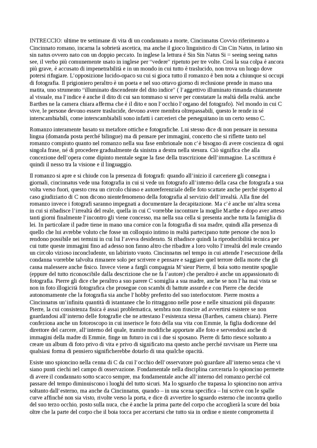 Invito a una decapitazione di Vladimir Nabokov Docsity