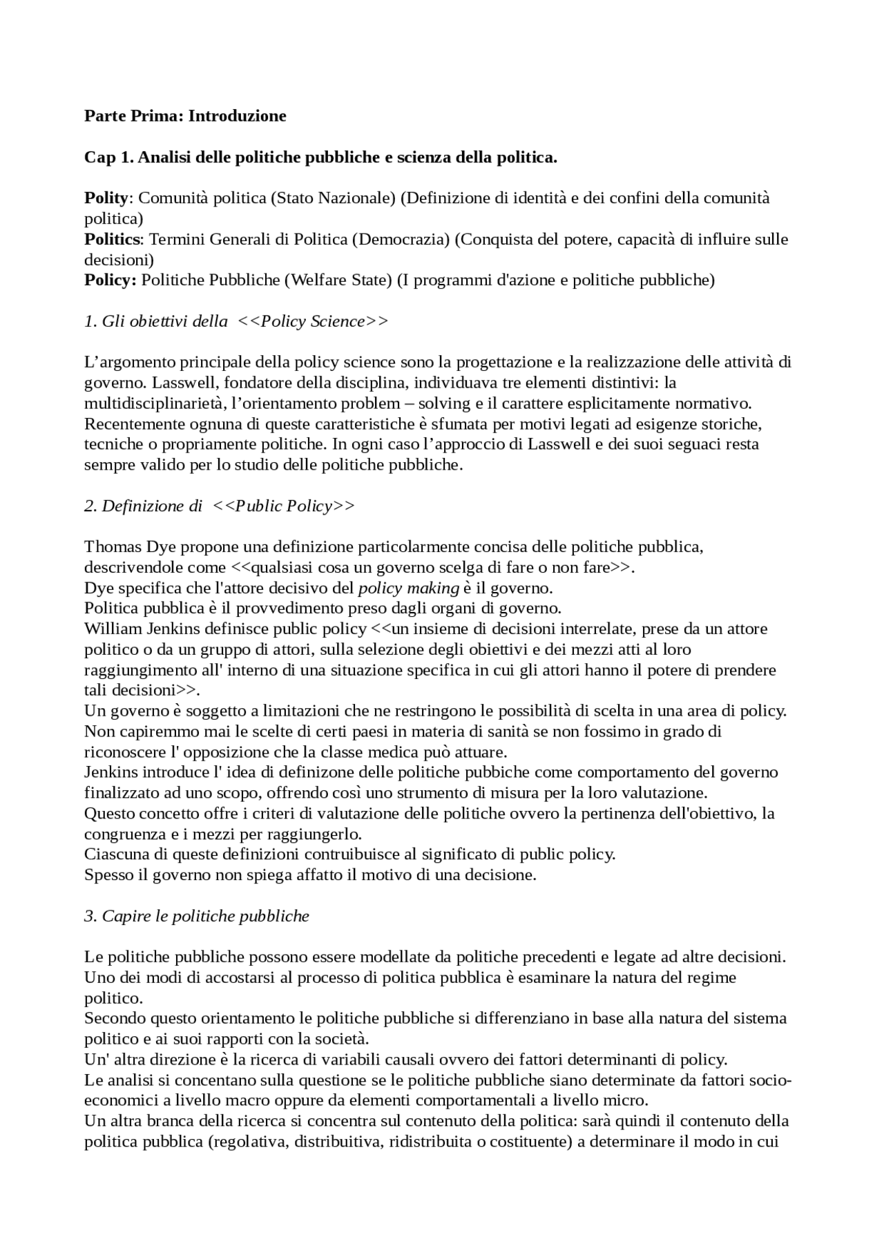 Come studiare le politiche pubbliche howlett ramesh (riassunto) - Docsity
