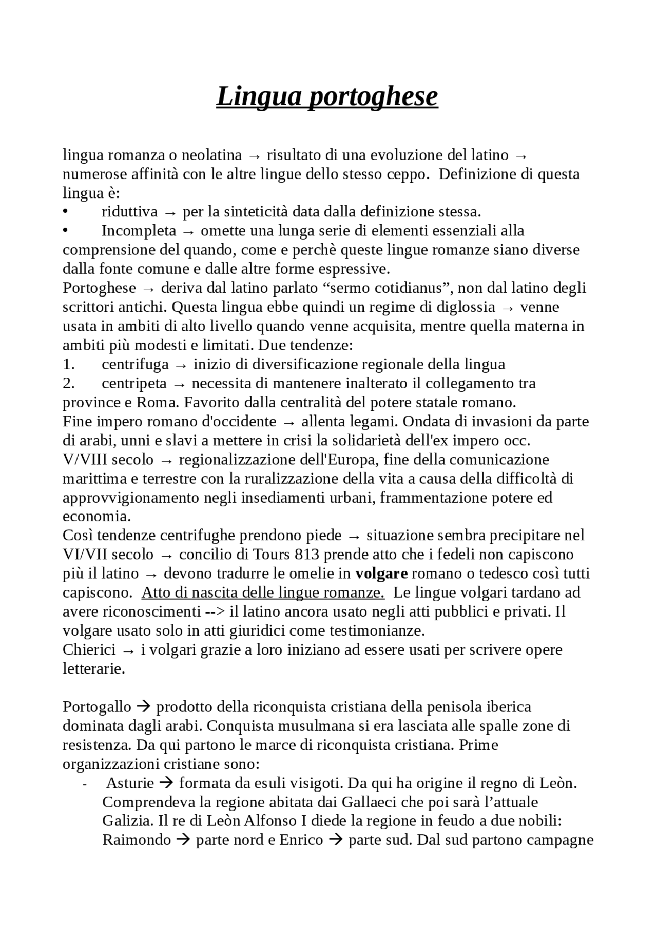 Lingua Portoghese I appunti Docsity