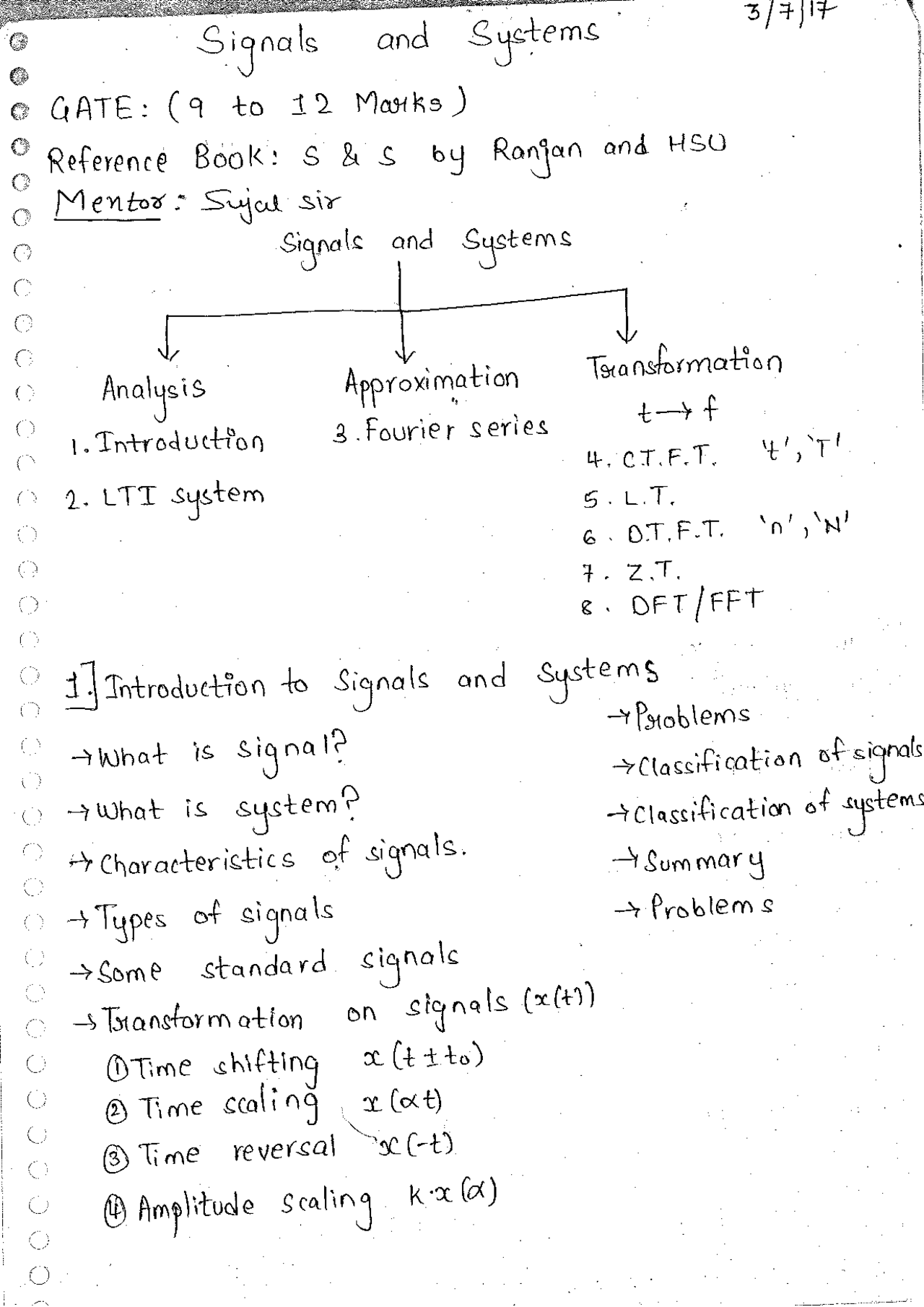 Signal and system note of class - Docsity