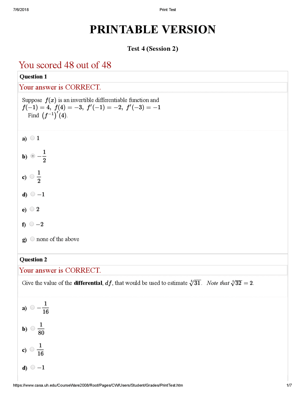 Test 4 With Solutions For Calculus I MATH 1431 Docsity test-4-with-solutions-for-calculus-i-math-1431-docsity