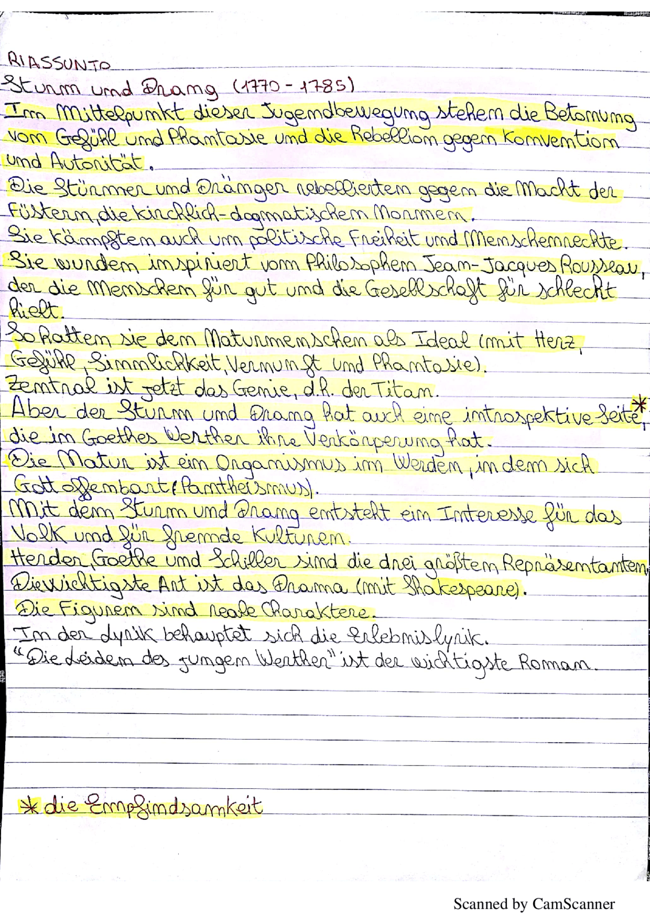 Goethe, Sturm und Drang (Werther) und Klassik (Faust) Docsity