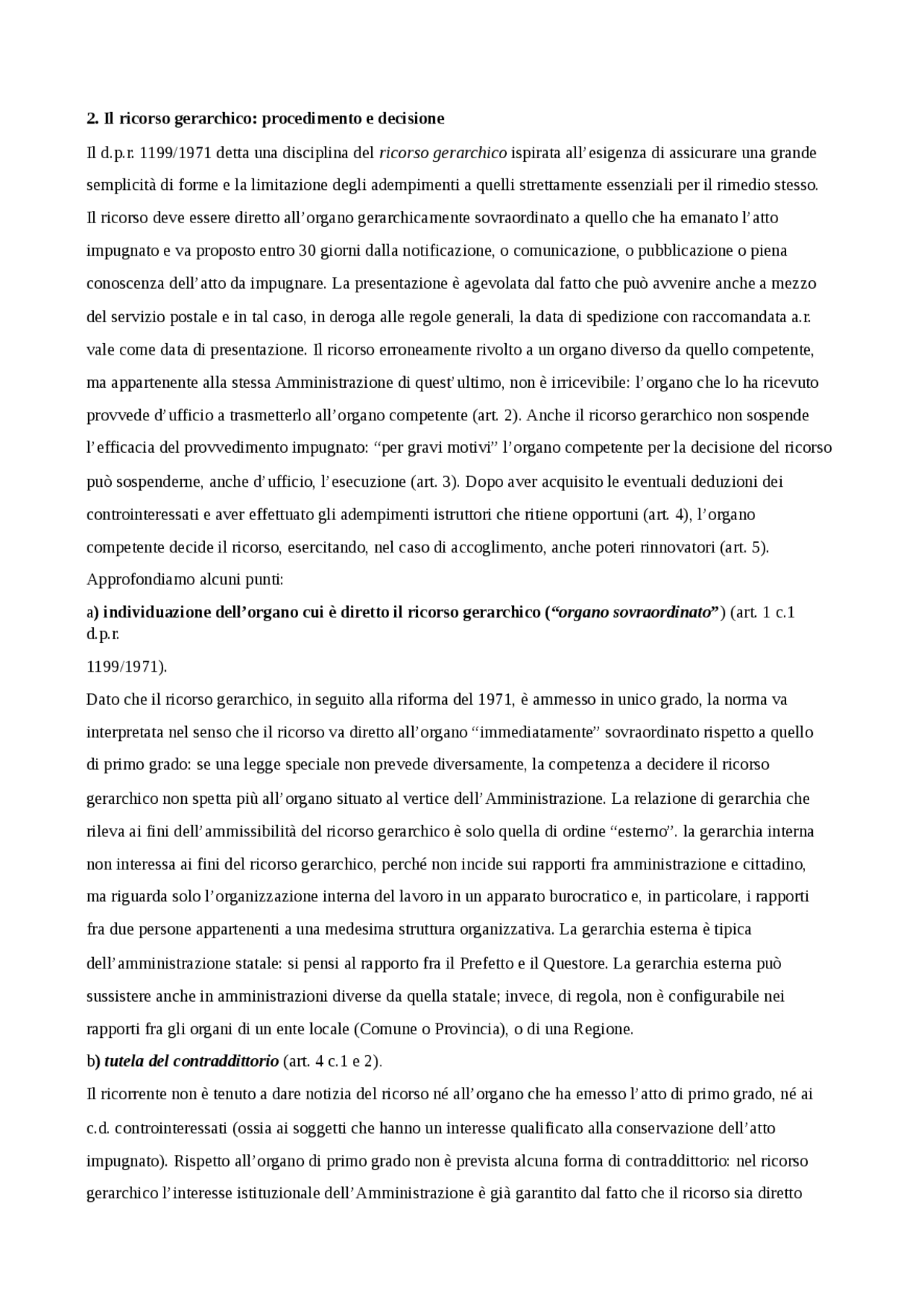 Il ricorso gerarchico procedimento e decisione Docsity