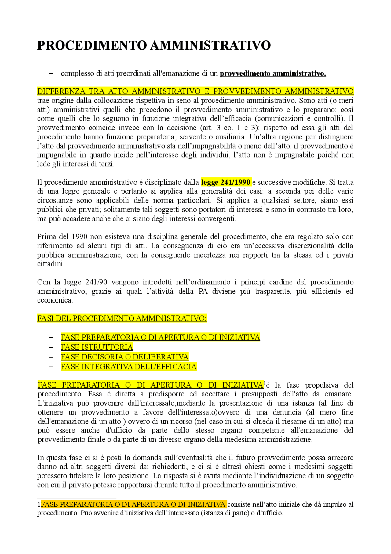 Procedimento amministrativo Docsity