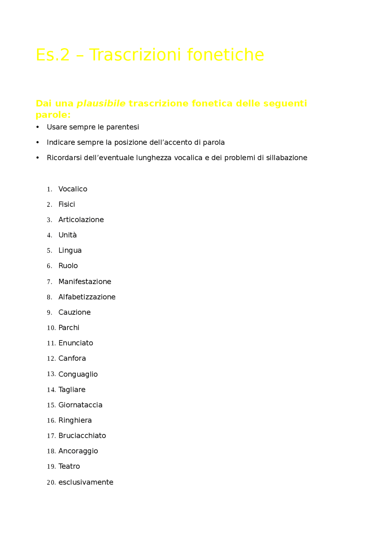 Esercitazione trascrizione Docsity