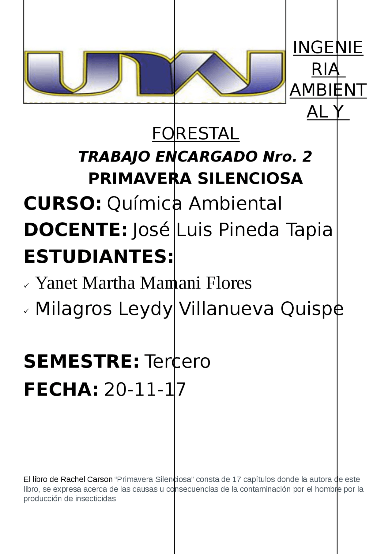 Primavera Silenciosa Docsity