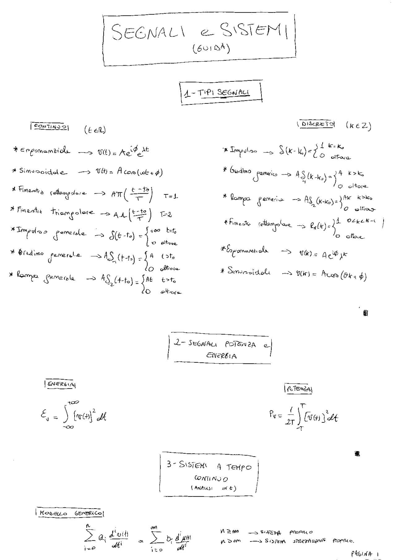Teoria dei segnali e sistemi Docsity