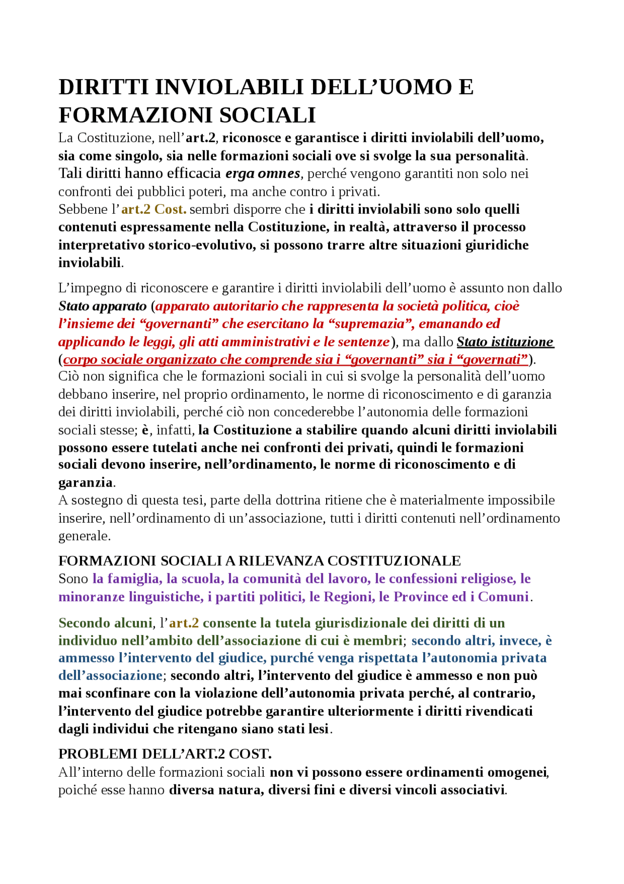 DIRITTI INVIOLABILI DELL'UOMO; FORMAZIONI SOCIALI Docsity DIRITTI INVIOLABILI DELL'UOMO; FORMAZIONI SOCIALI Docsity