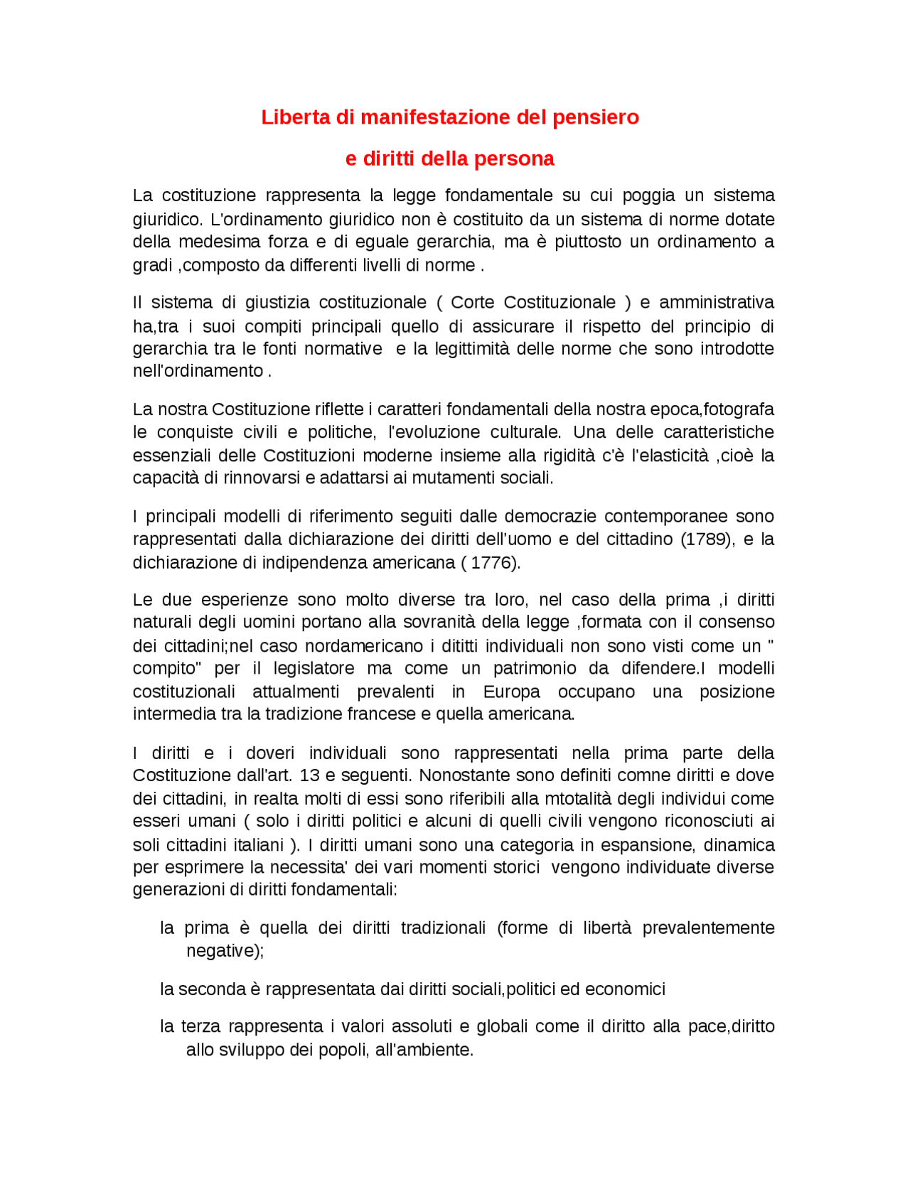 Libertà di manifestazione del pensiero e diritti della persona 2018