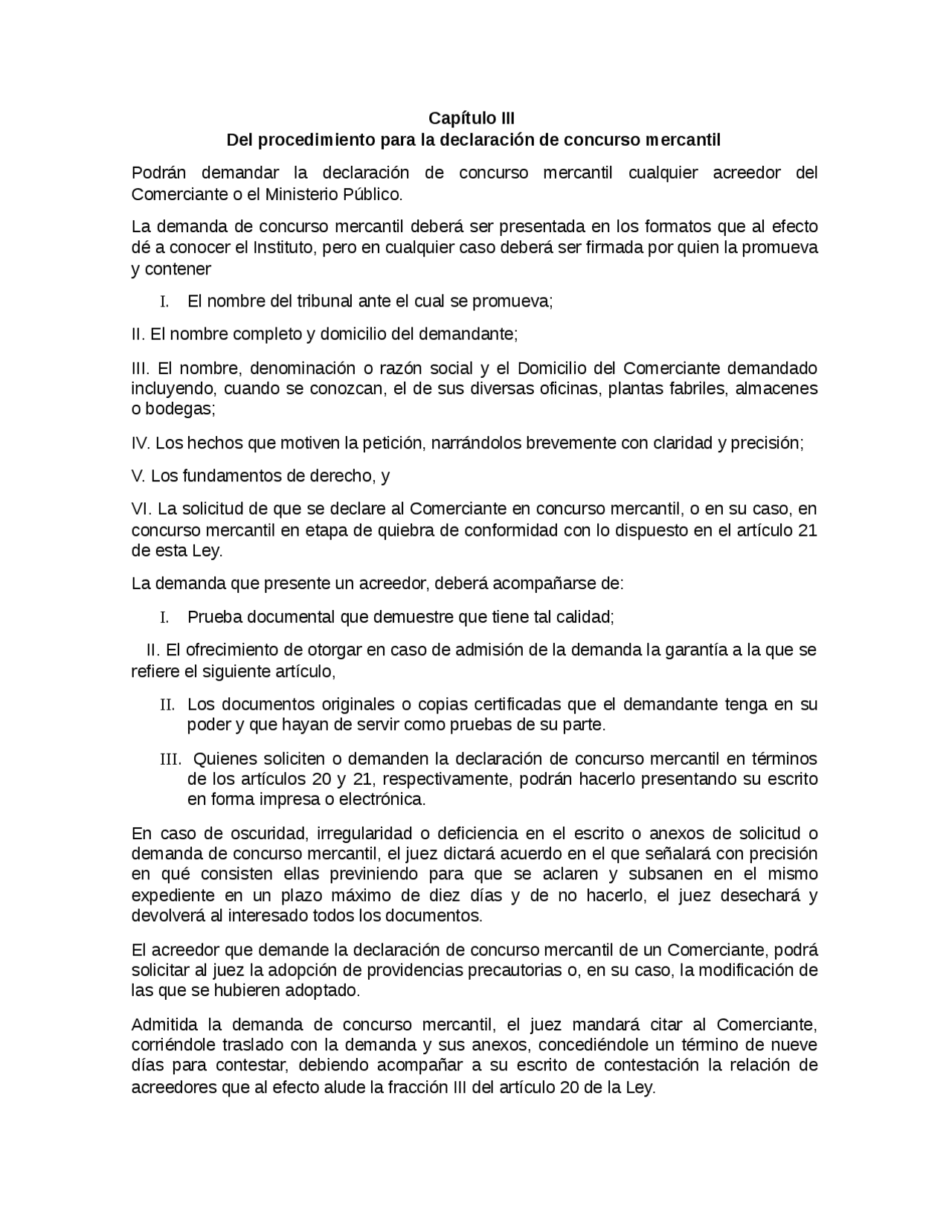 Procedimiento De Declaracion De Concurso Mercantil Docsity