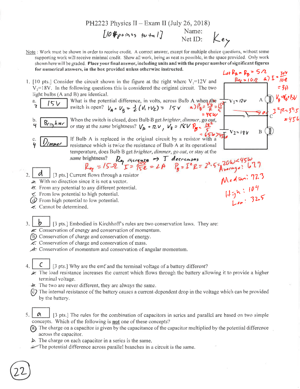 22 Solved Questions on Physics II - Examination 2 | PH 2223 - Docsity