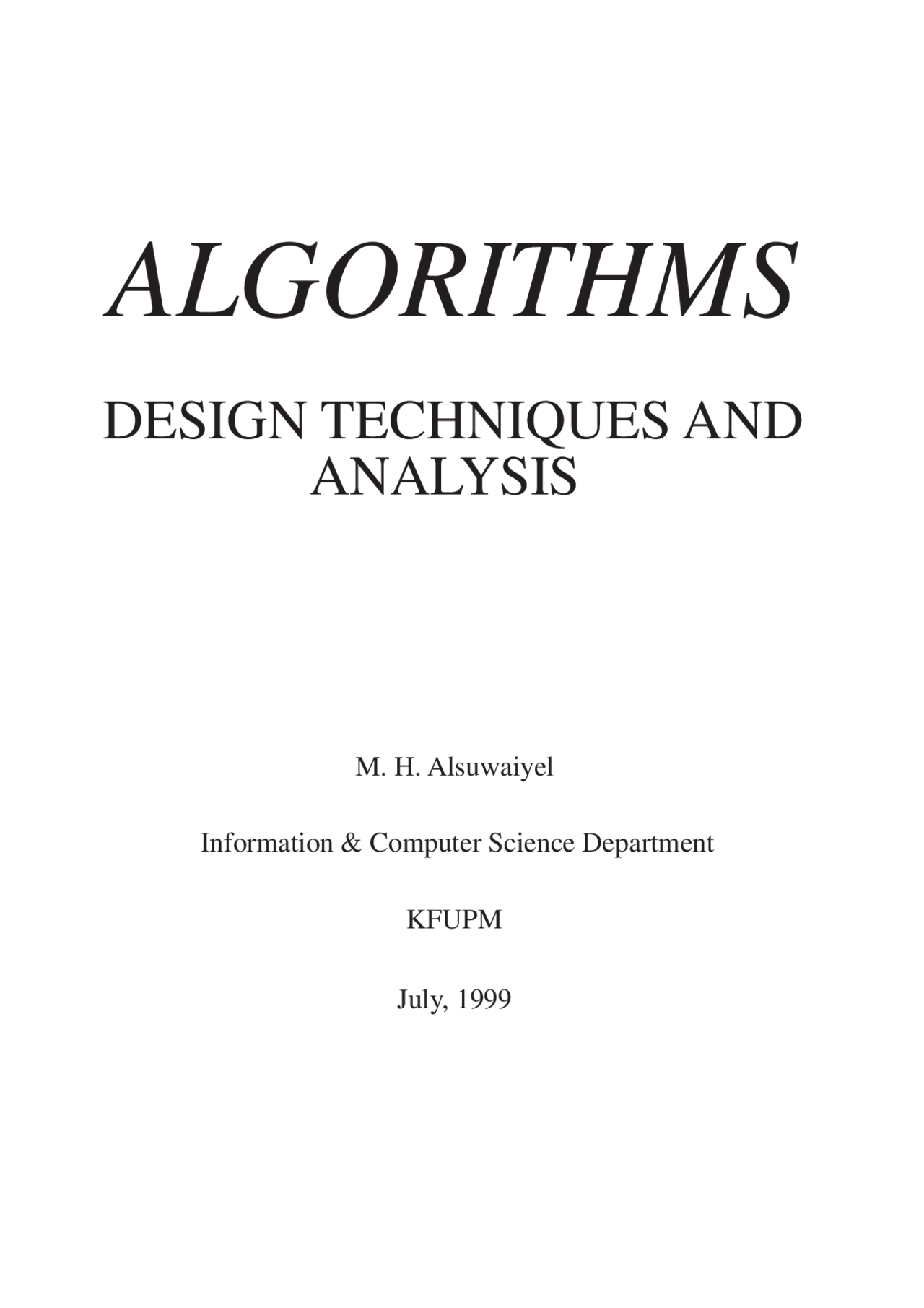 ALGORITHMS DESIGN TECHNIQUES AND ANALYSIS | Appunti di Algoritmi E  Programmazione Avanzata | Docsity