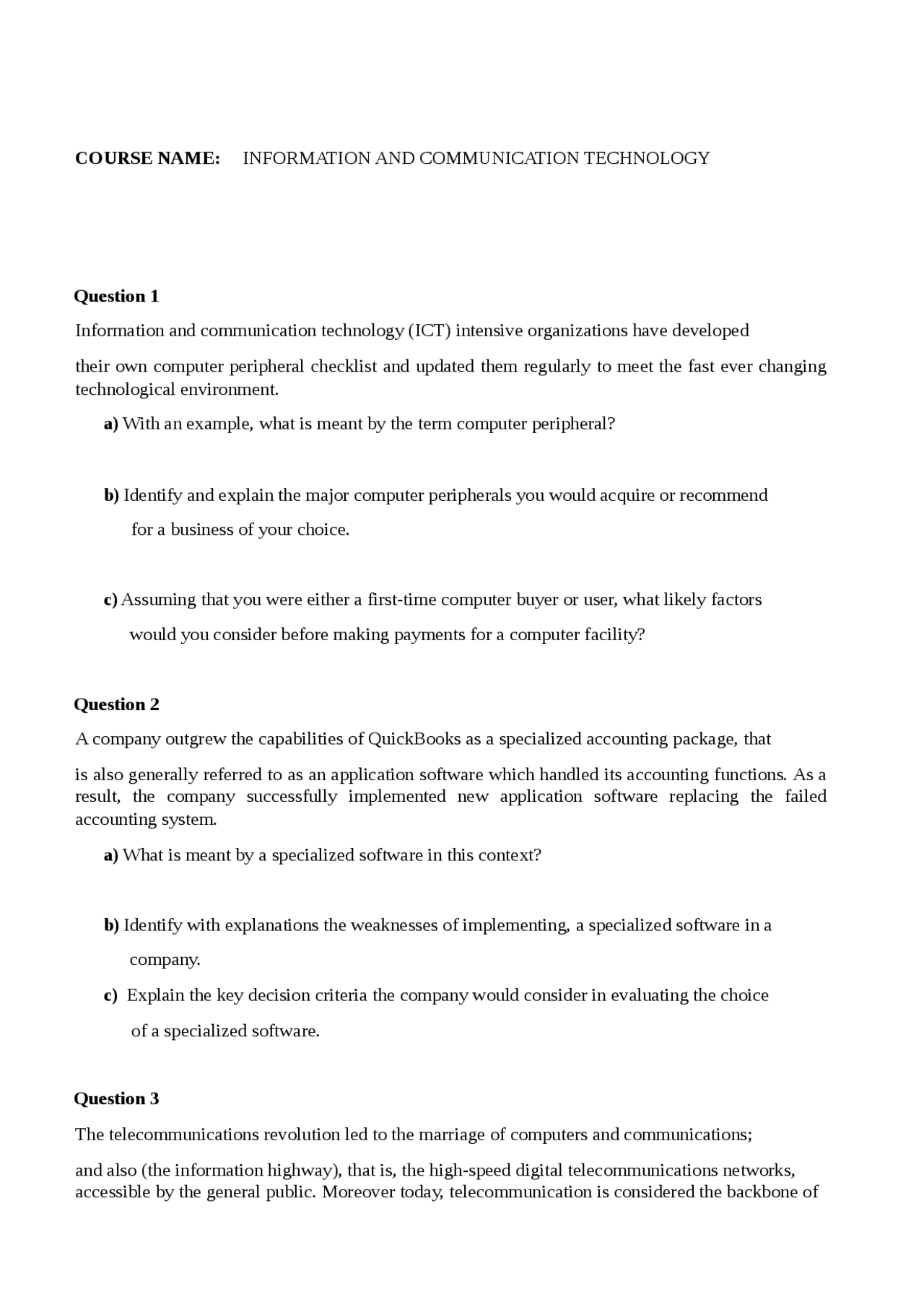 ICT Presentation questions - Docsity
