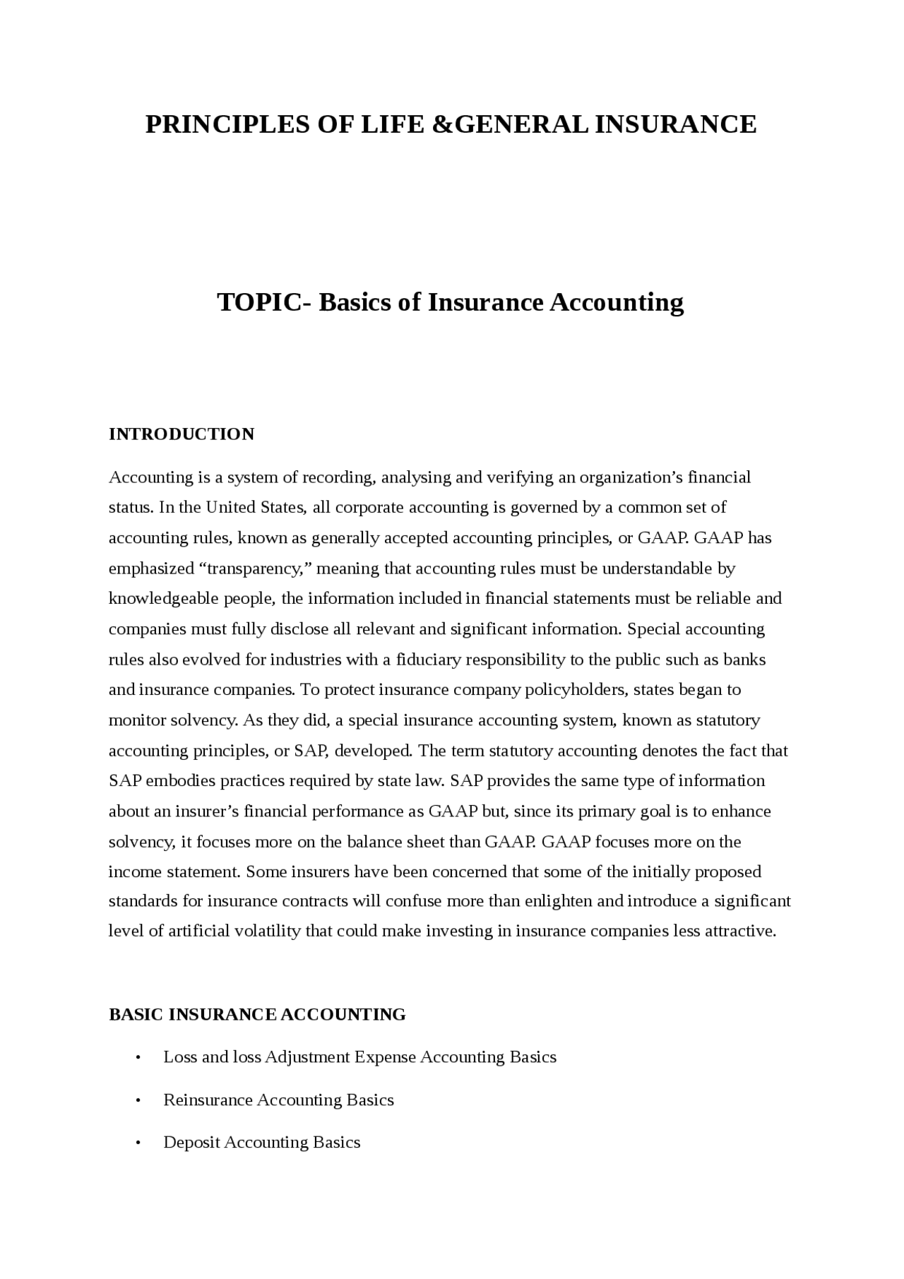 Life Insurance Notes.pdf Insurance principles of life and general insurance - Docsity