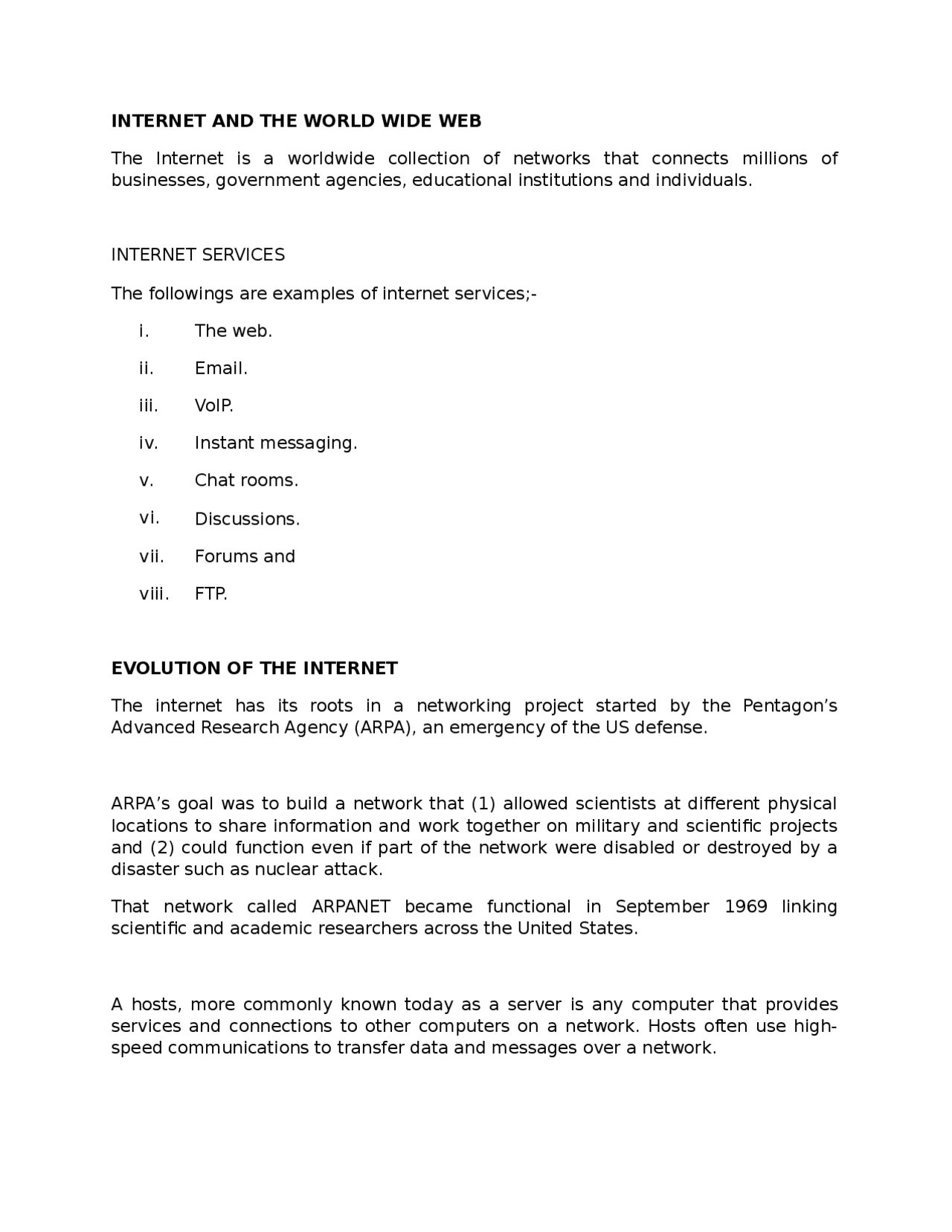 Internet and the World wide web | Study notes Internet and Information ...