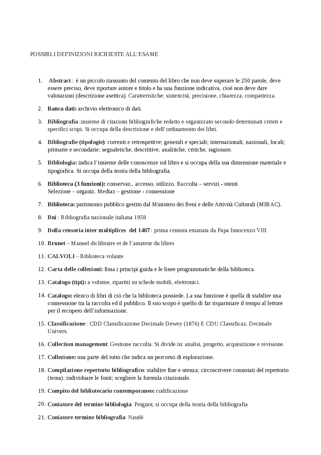 Bibliografia e biblioteconomia Docsity