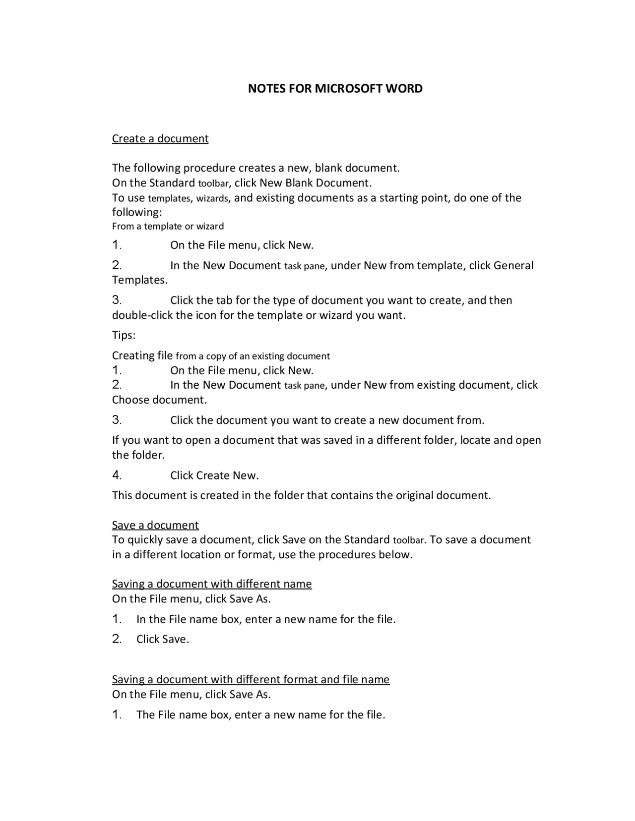 Microsoft word noyes | Lecture notes Computer Science | Docsity