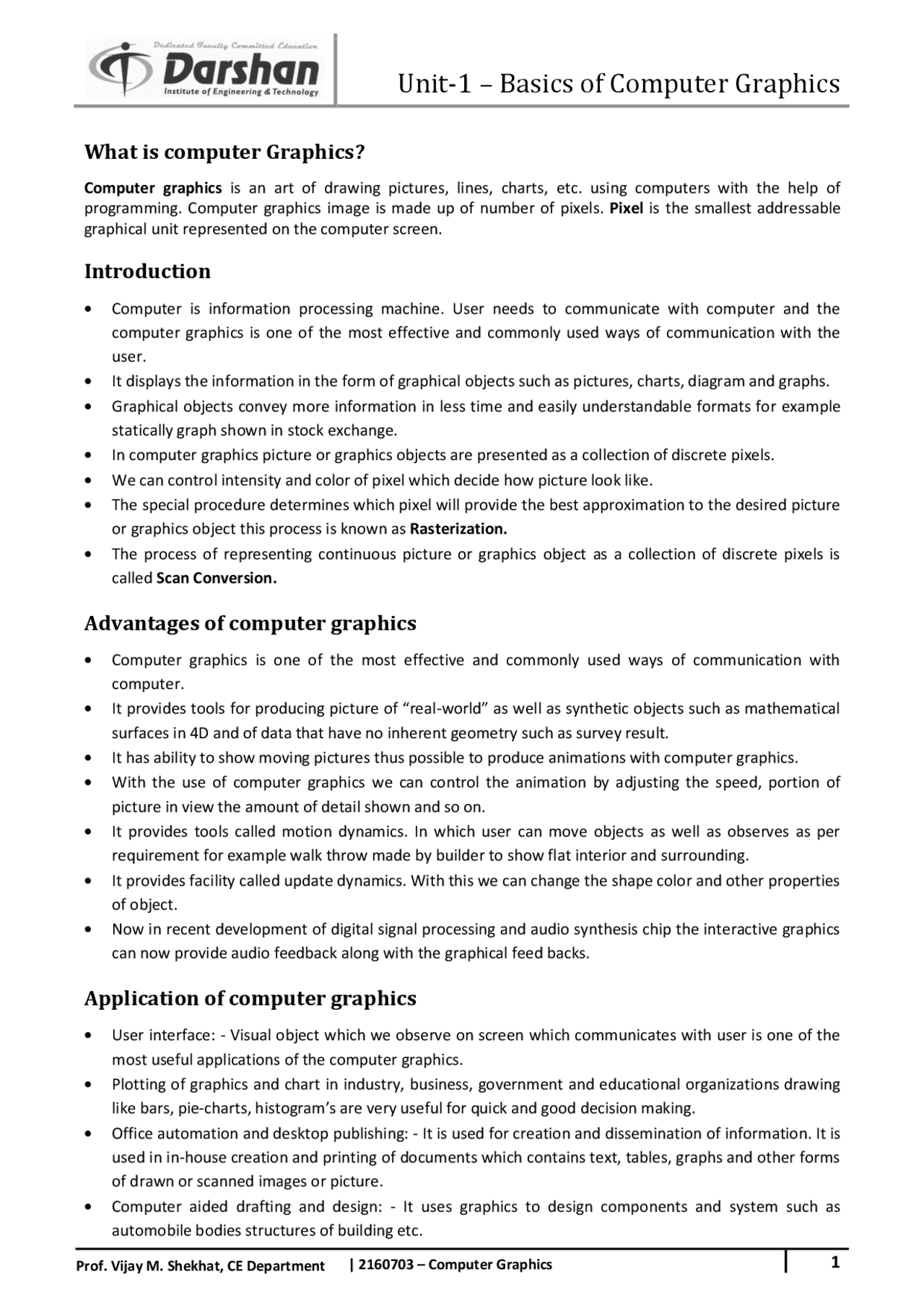 Computer graphics notes pdf in english - Docsity