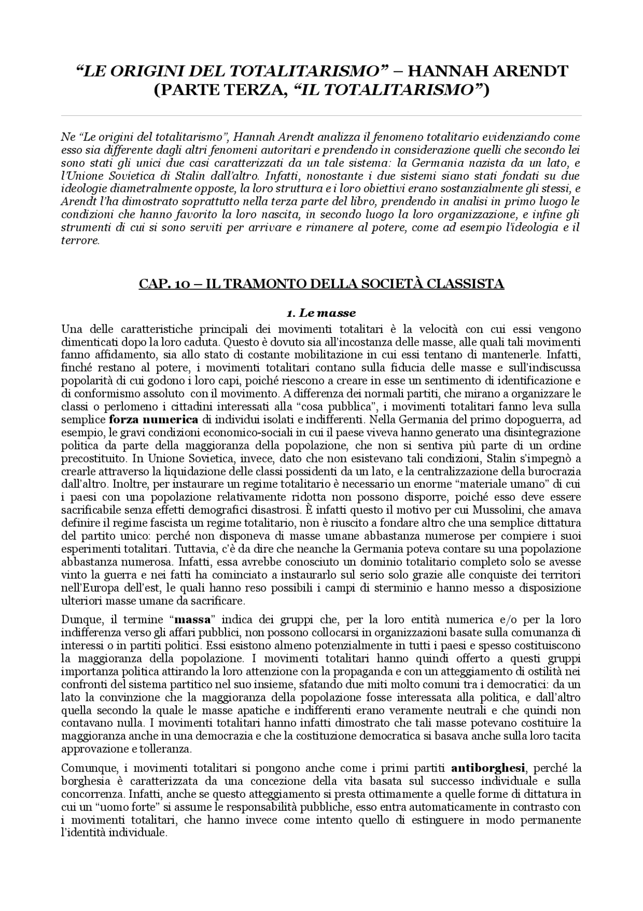 hannah arendt origini del totalitarismo