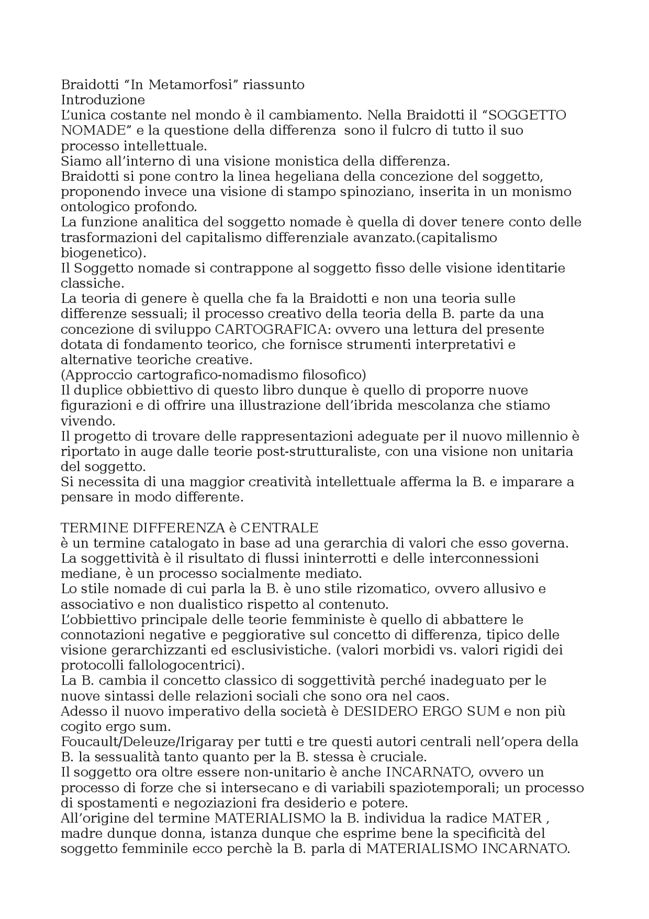 Braidotti parte 1 Immagini della donna nella contemporaneità - Docsity