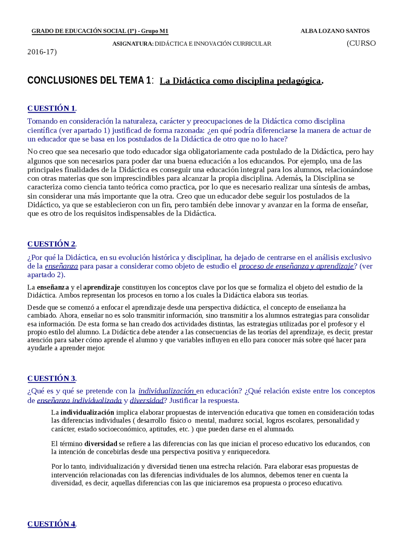 EJERCICIOS DIDACTICA E INNOVACION CURRICULAR | Ejercicios de Didáctica ...