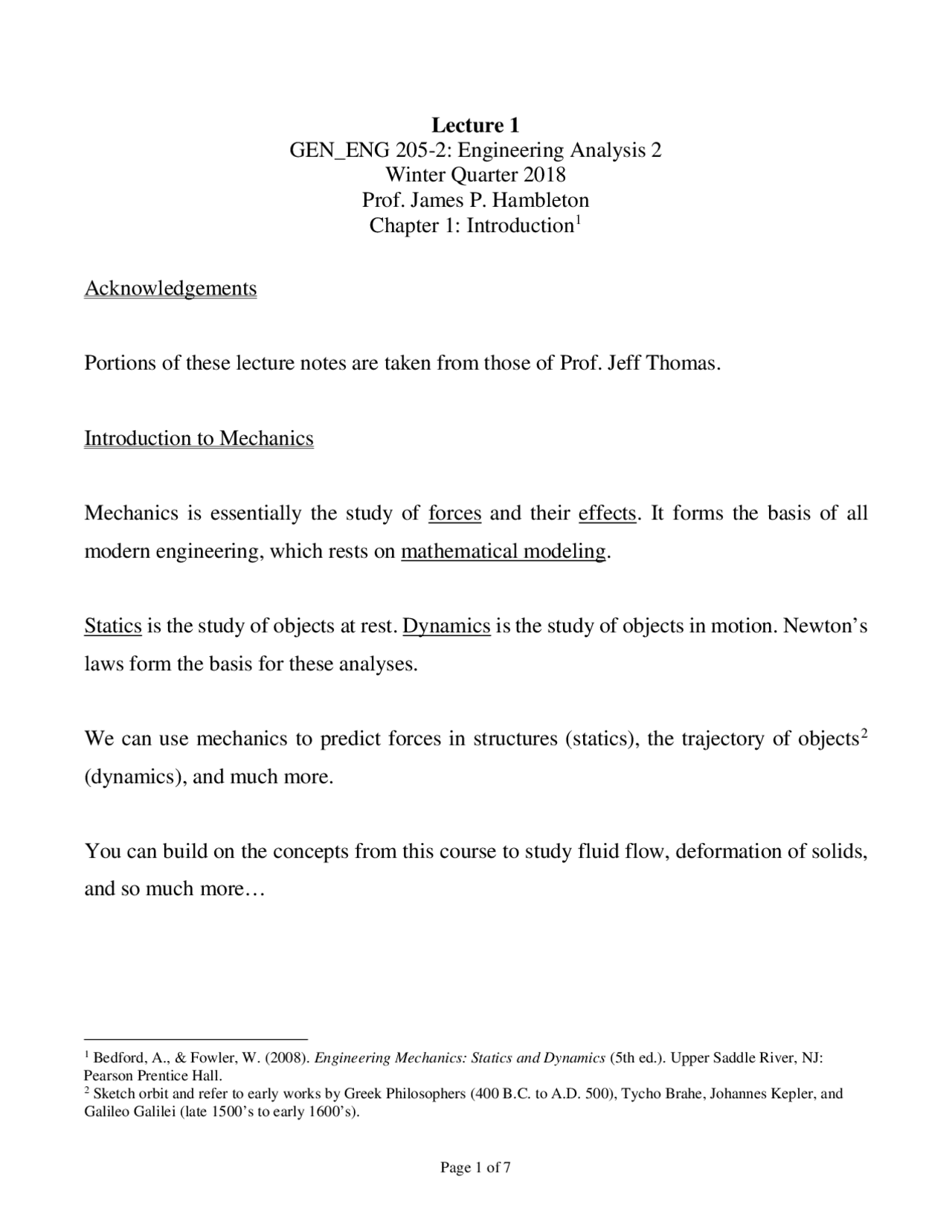 Engineering Mechanics Statics Lecture notes | Lecture notes Statics ...