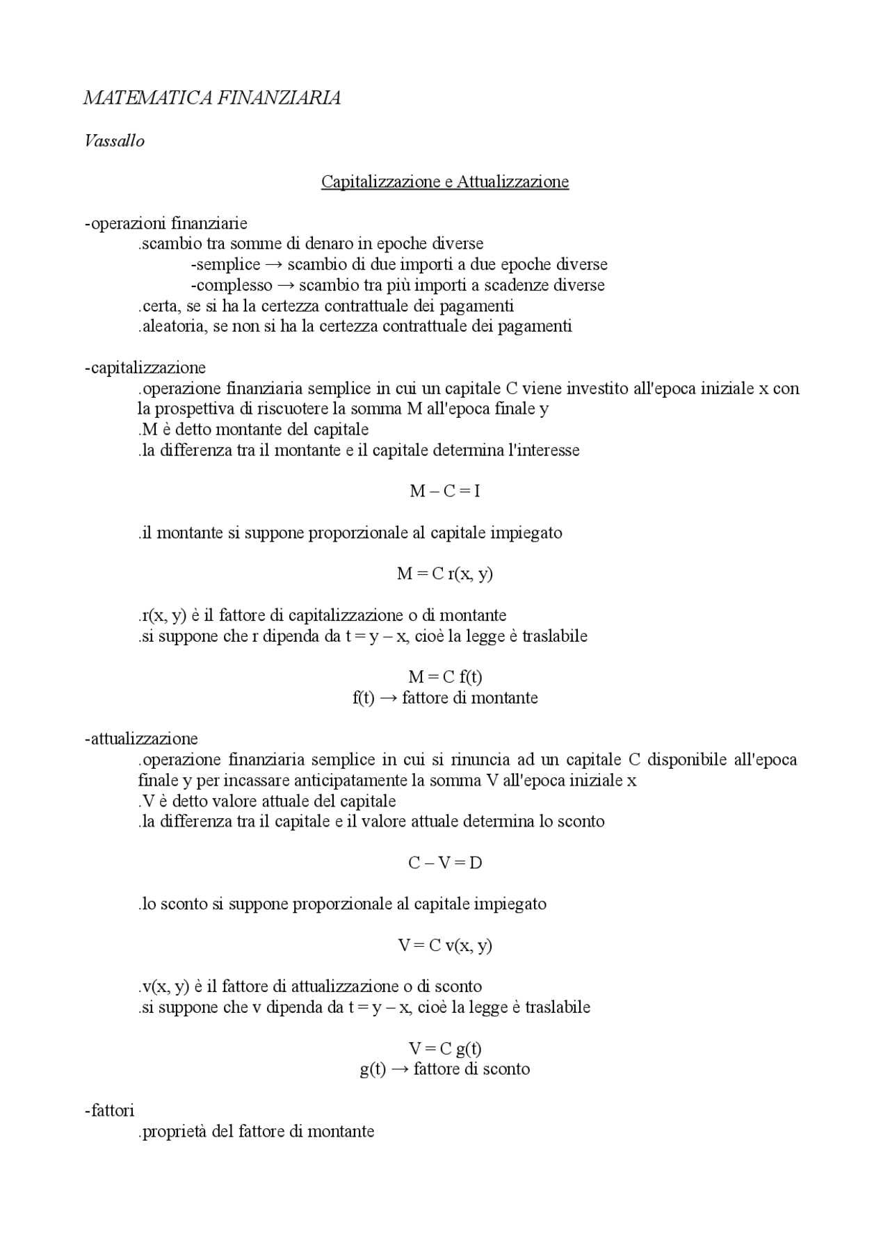 Matematica Finanziaria Docsity
