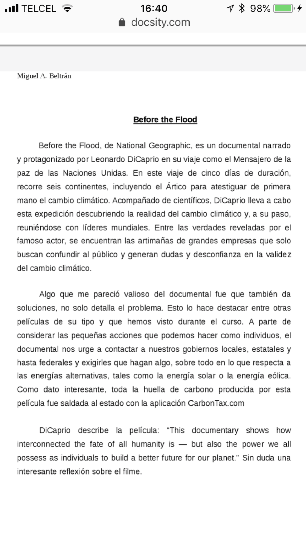 Antes De Que Sea Tarde Docsity