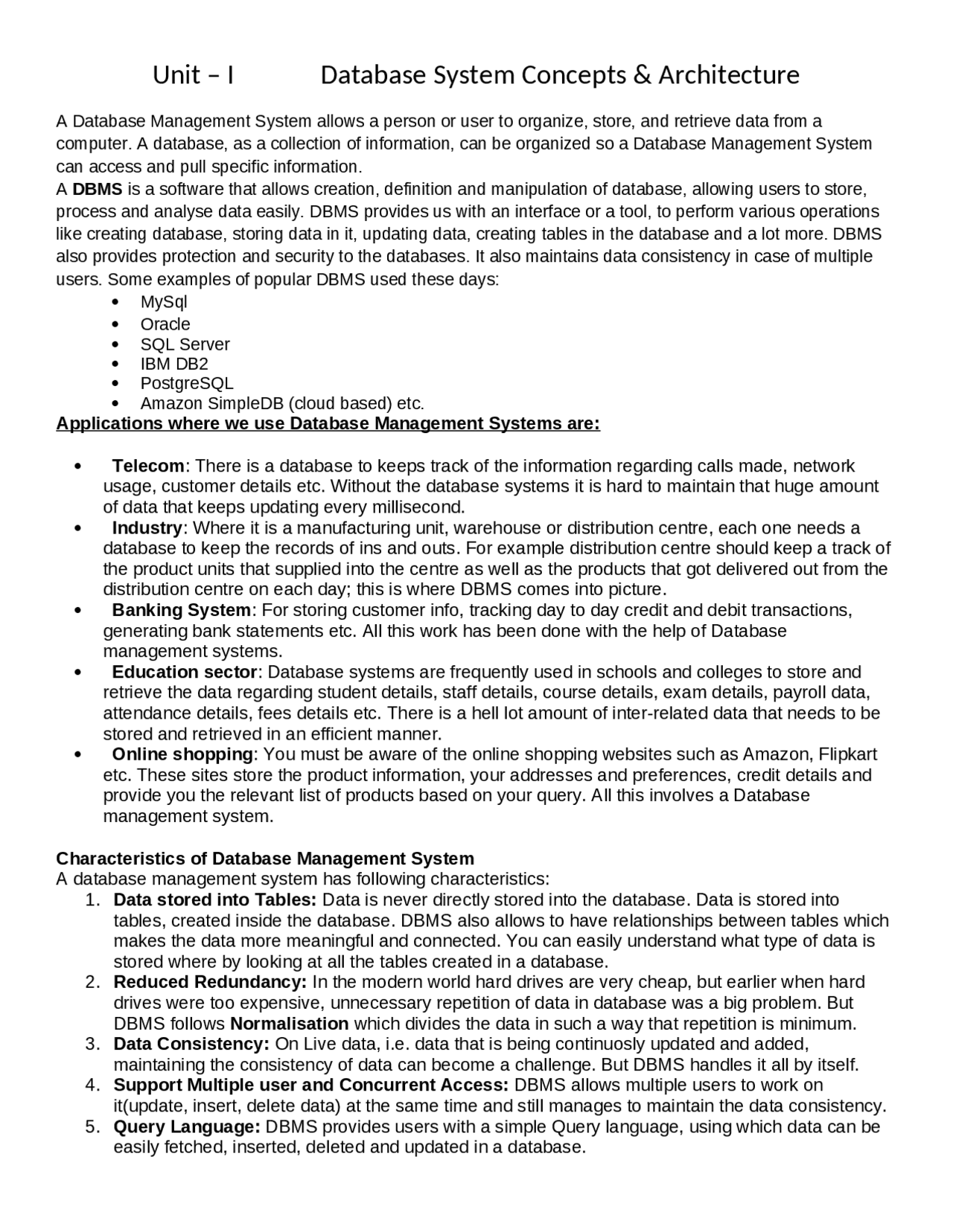 NOTES DATABASE MANAGEMENT SYSTEM AND ER MODELLING - Docsity