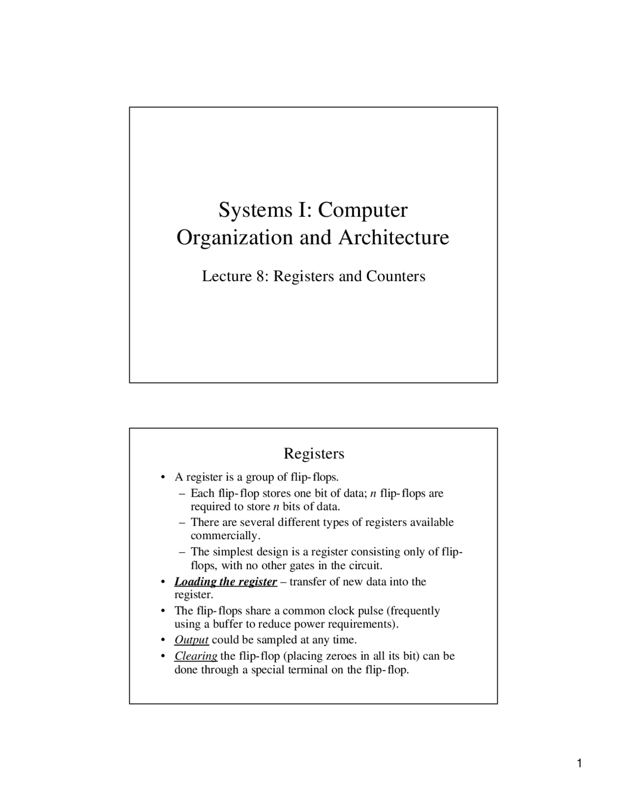 Computer Architecture:Register counter - Docsity