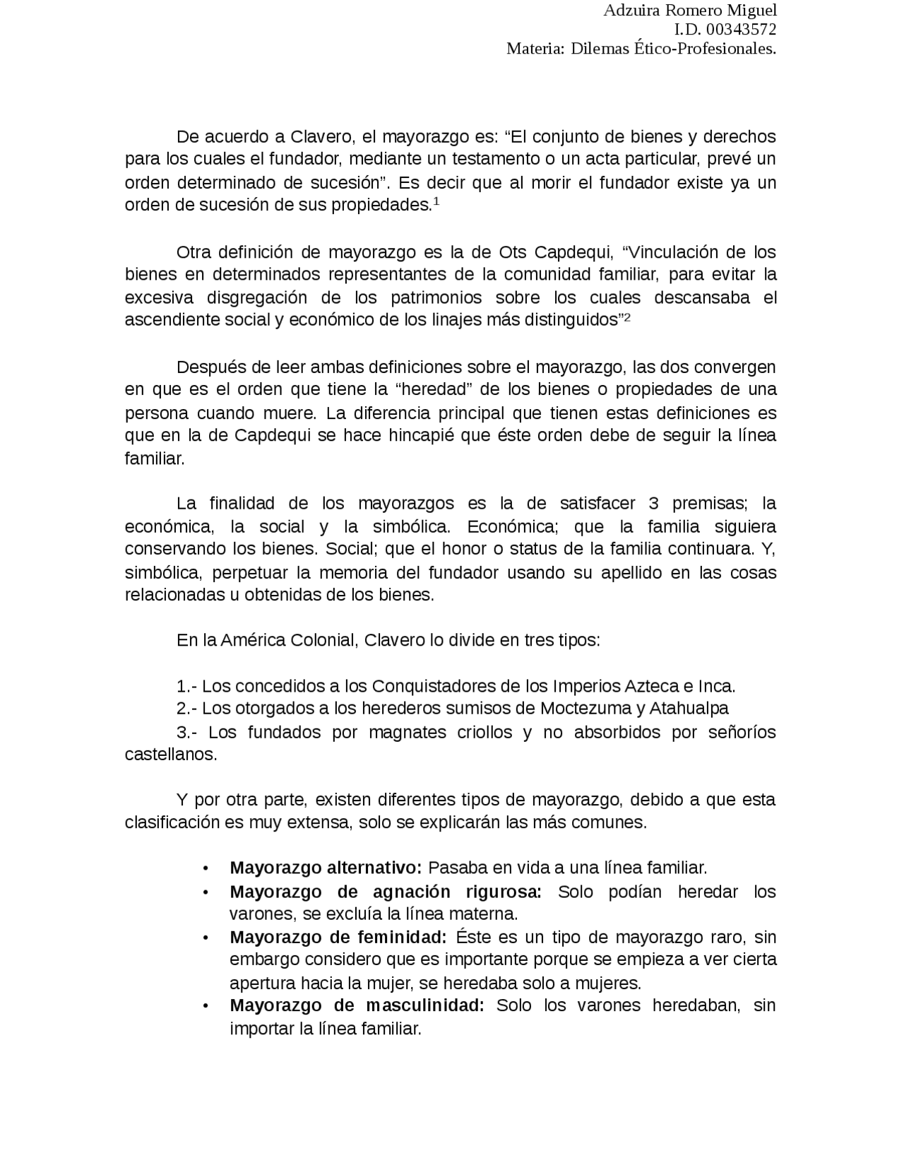 Mayorazgo y mayoral definición y tipos Docsity