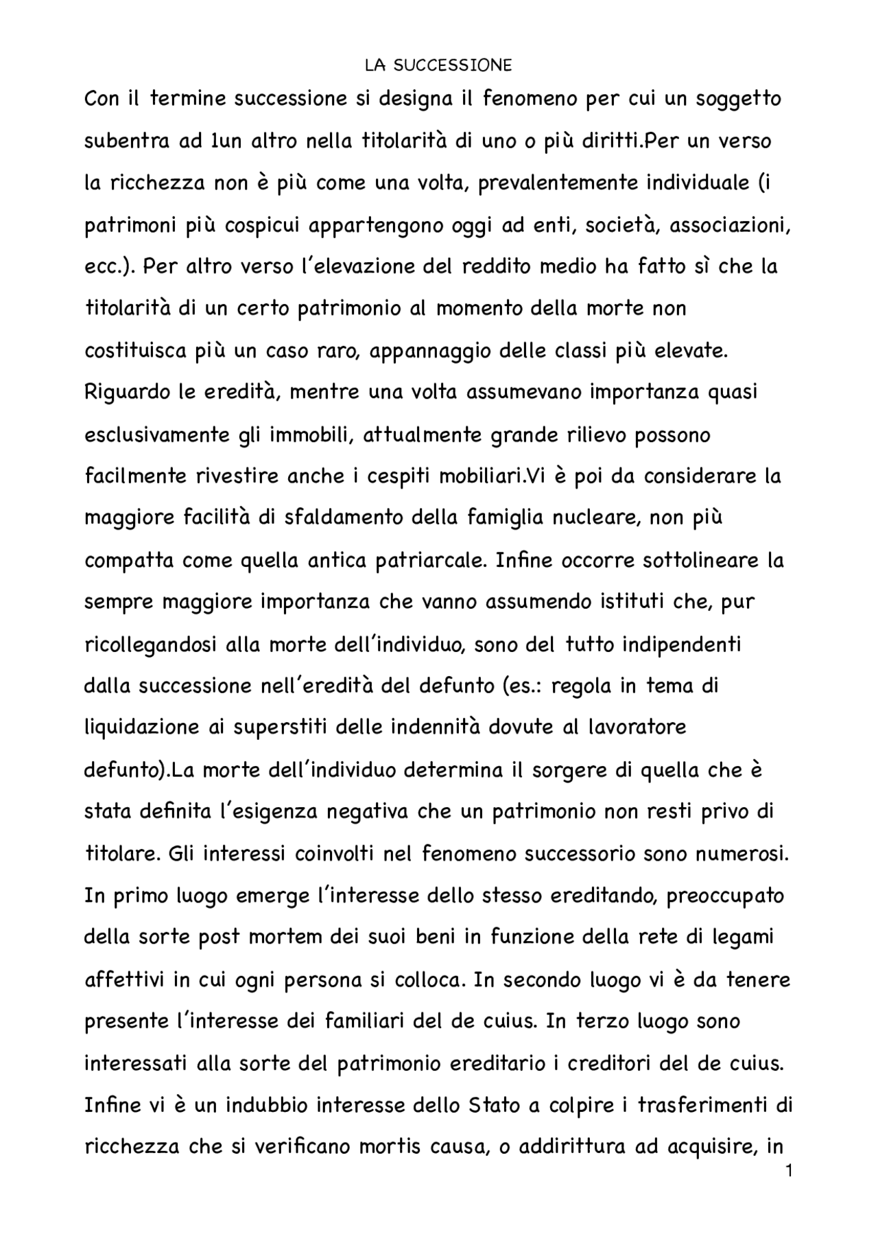 LA SUCCESSIONE COMPLETA AGGIORNATA 2018 Docsity