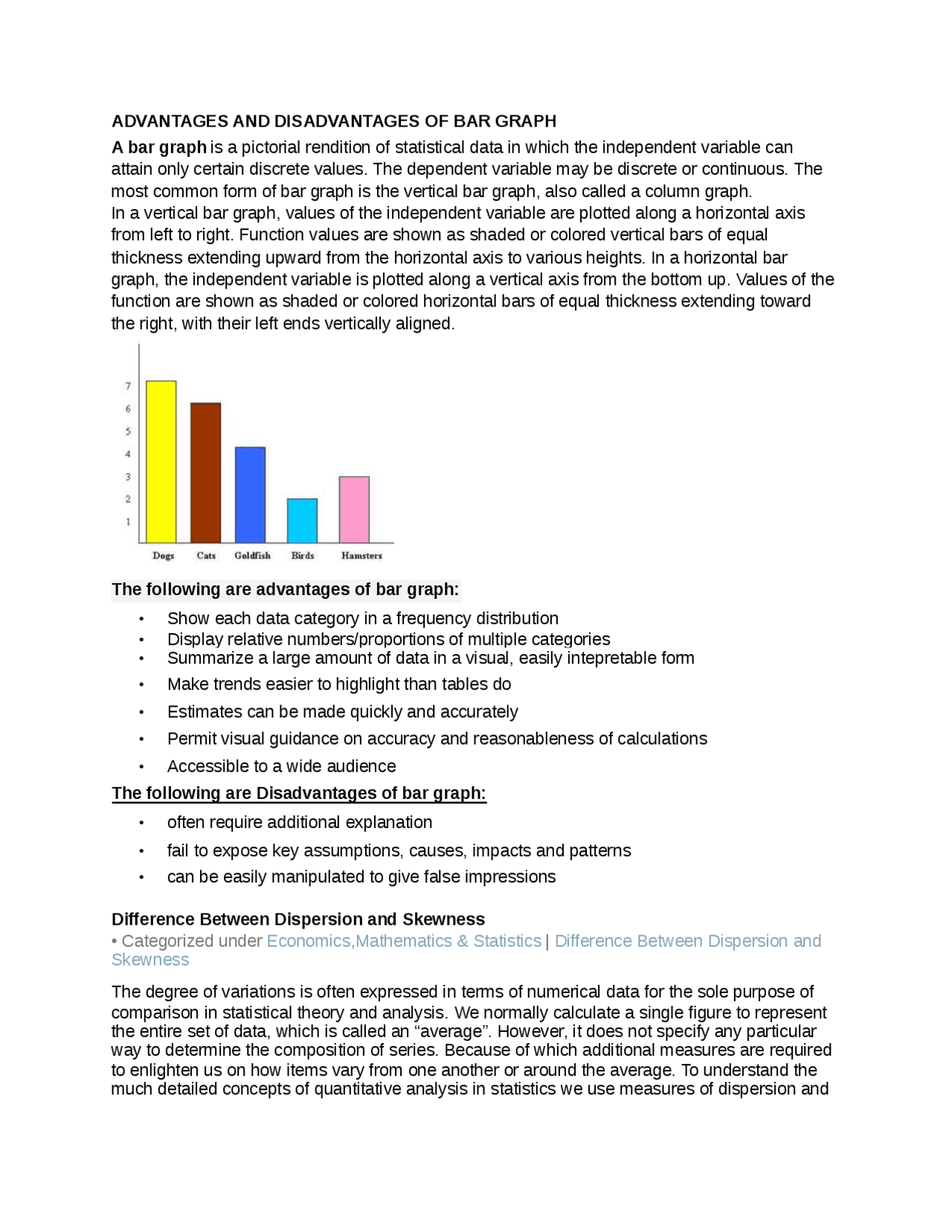 ADVANTAGES AND DISADVANTAGES OF BAR GRAPH Essays (university