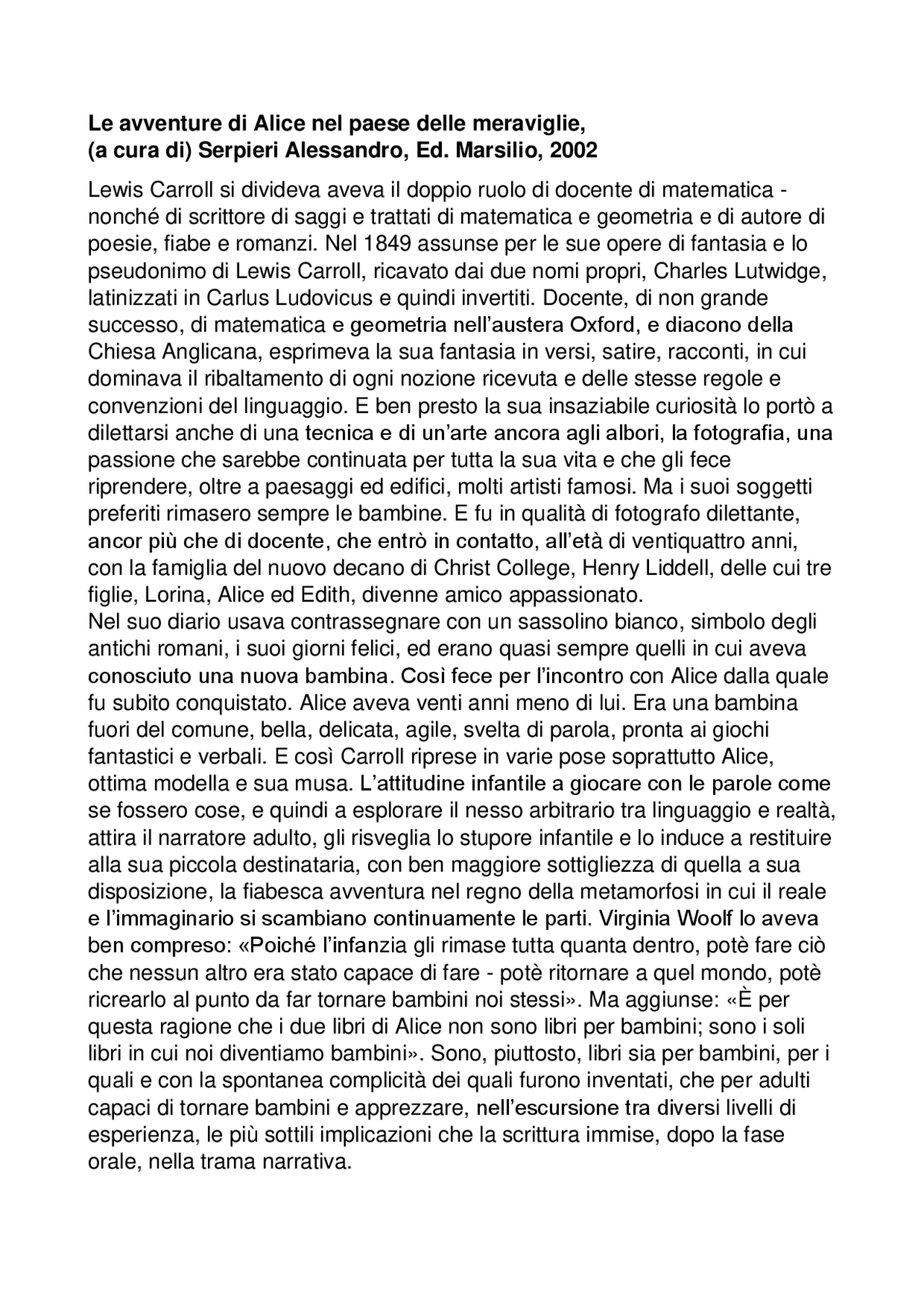 Riassunto alice nel paese delle meraviglie Docsity Riassunto alice nel paese delle meraviglie Docsity