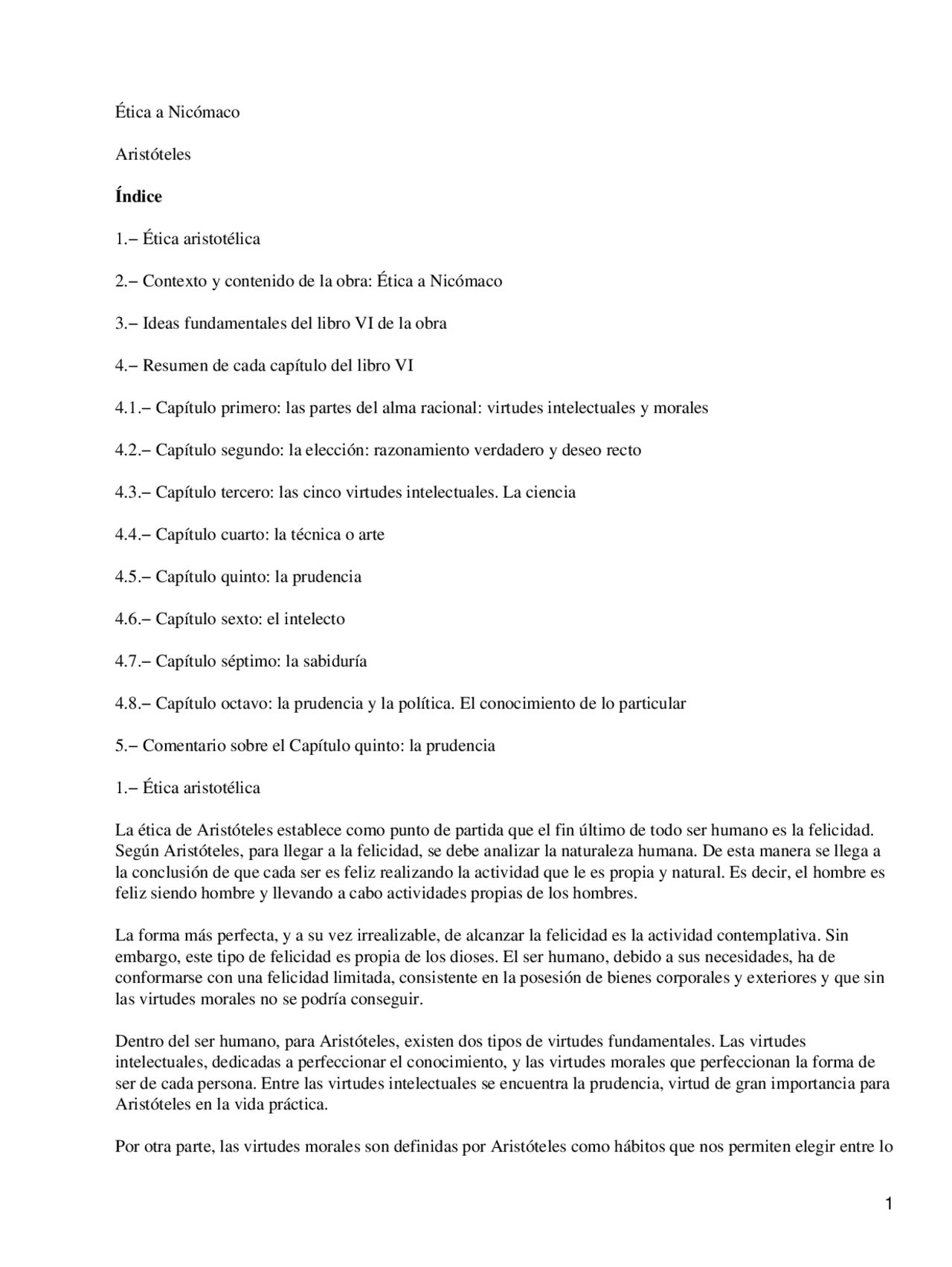 Resumen Etica A Nicomaco Aristoteles Docsity