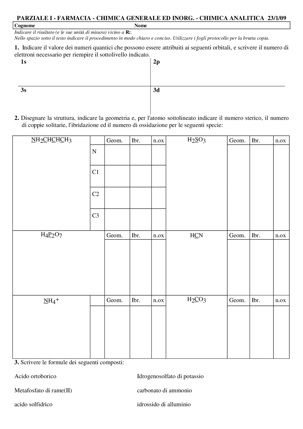 Chimica per tutti gli amanti della chimica Docsity