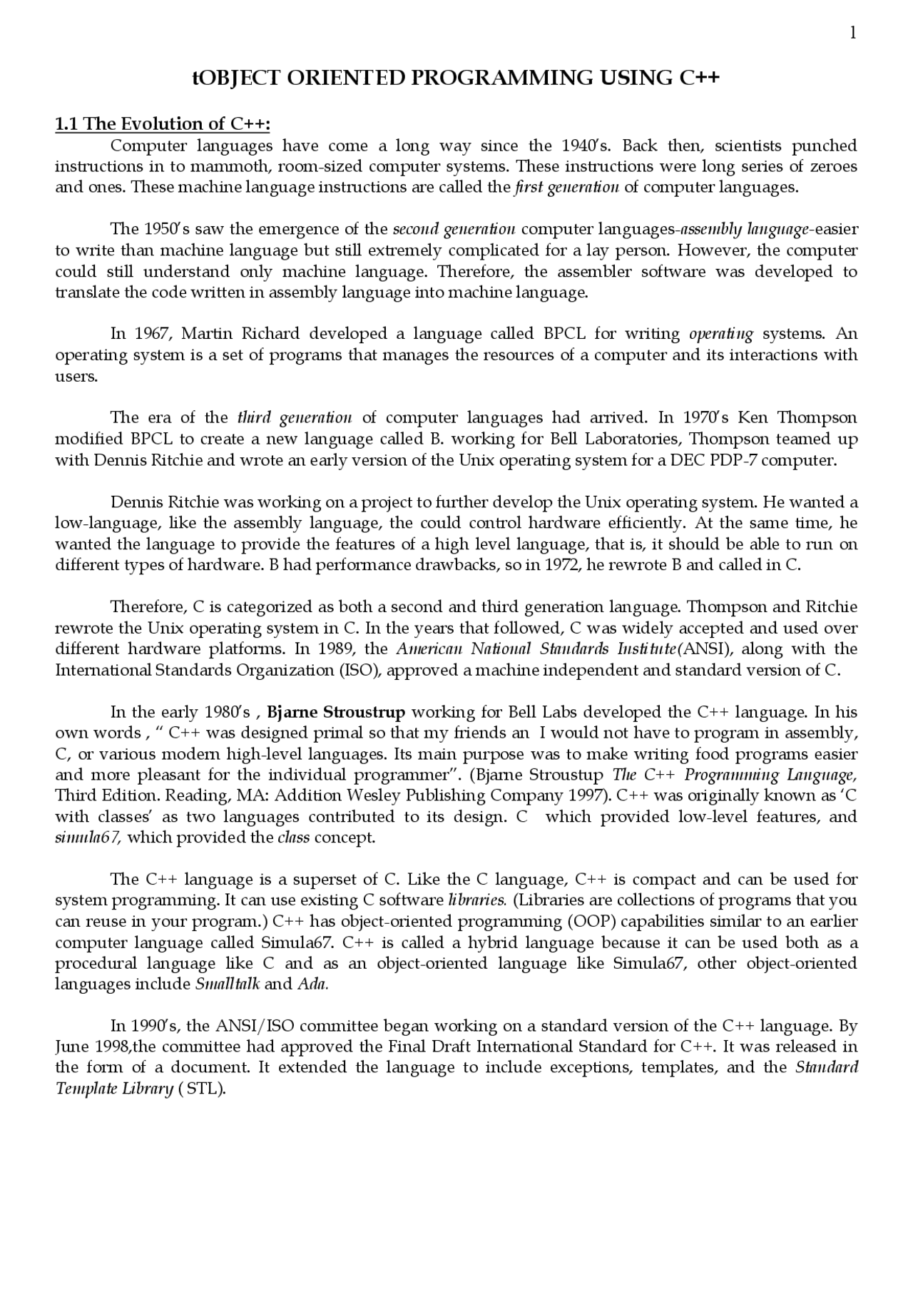 Object oriented programming with c++ - Docsity