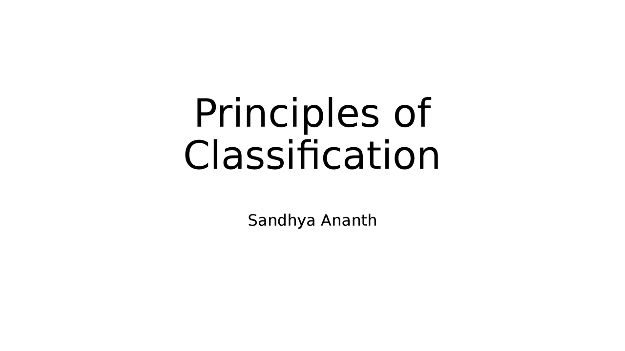 Principles of Classification - Docsity