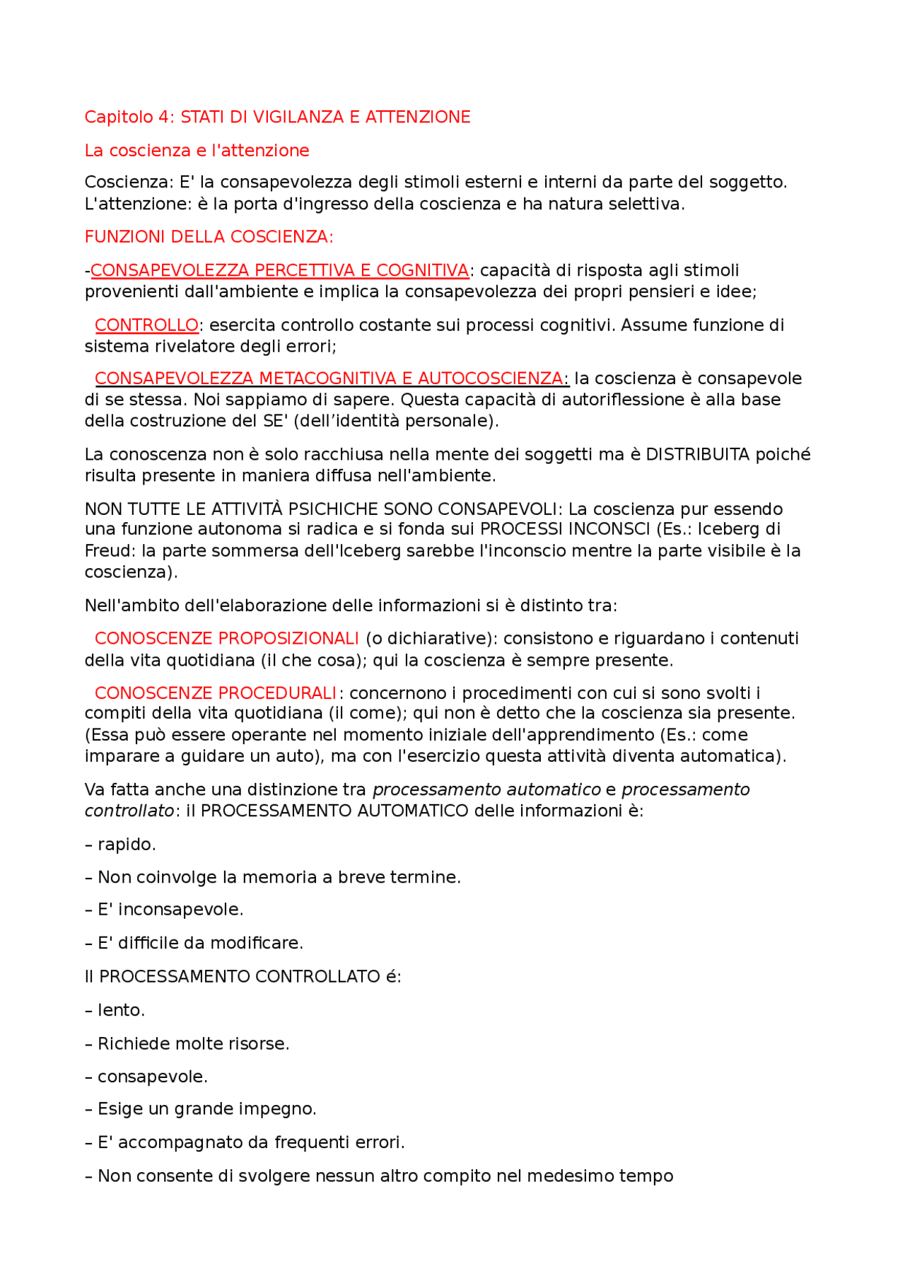 Stati Di Vigilanza E Attenzione Docsity