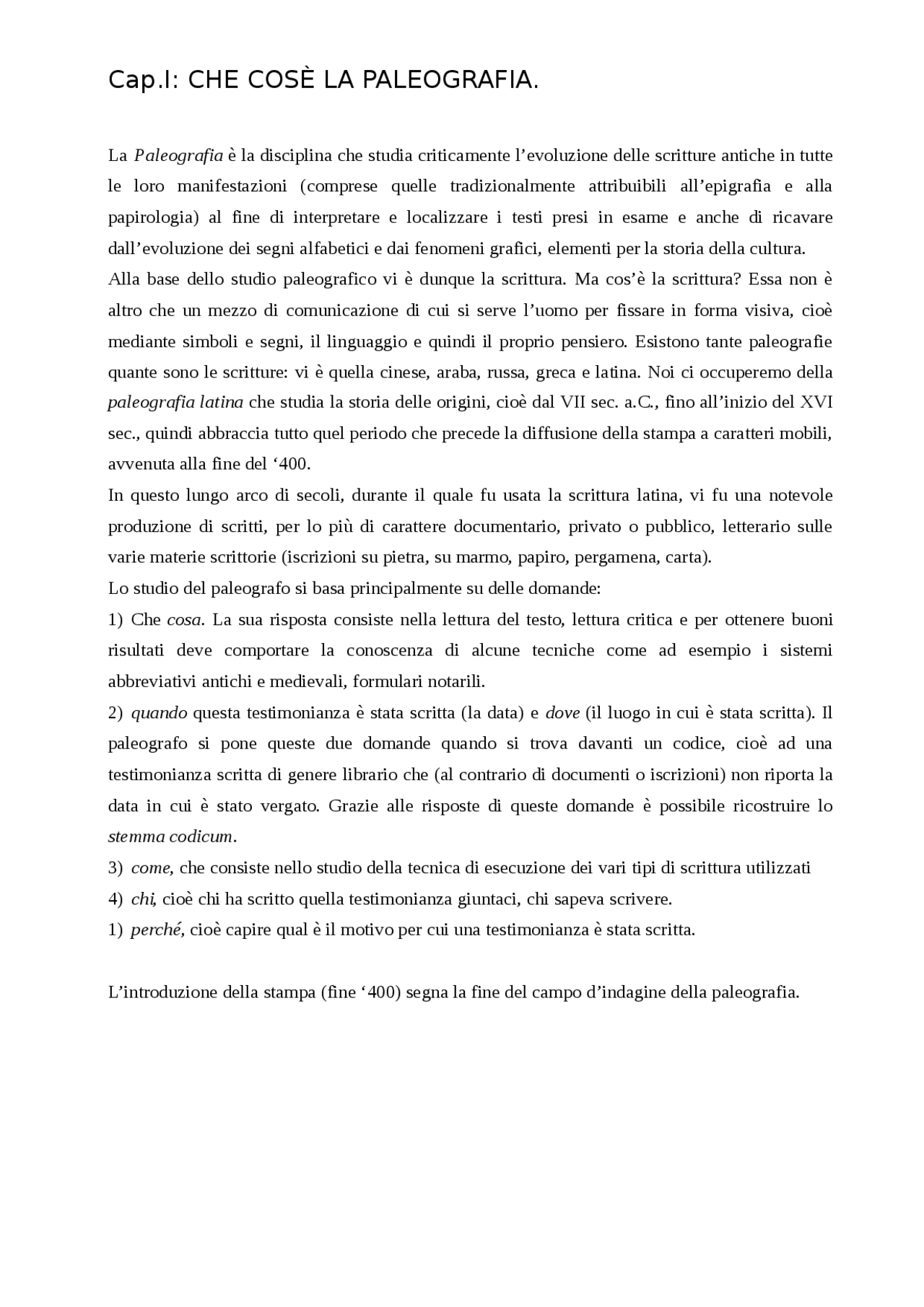 CHE COSÈ LA PALEOGRAFIA Docsity