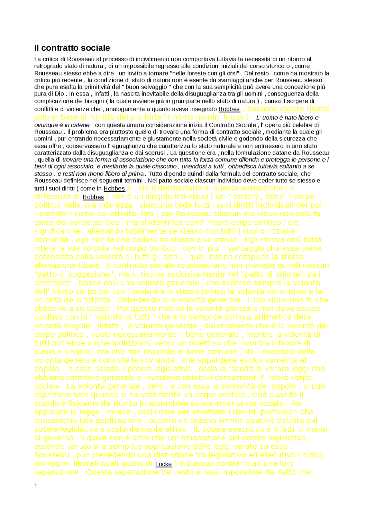 Contratto sociale riassunto Docsity