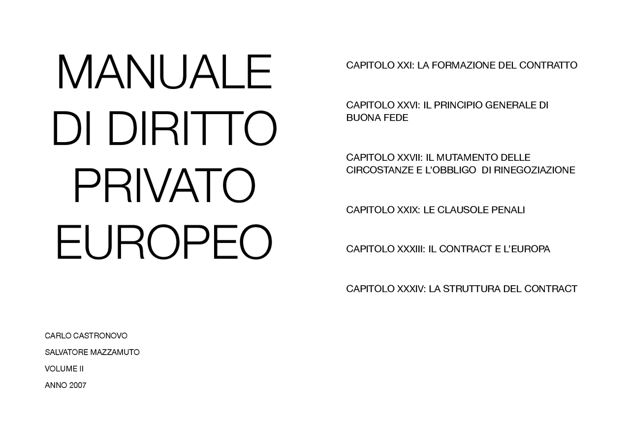Lezioni Di Diritto Privato Italiano Ed Europeo Luca Di Nella Manuale di diritto privato europeo - Docsity