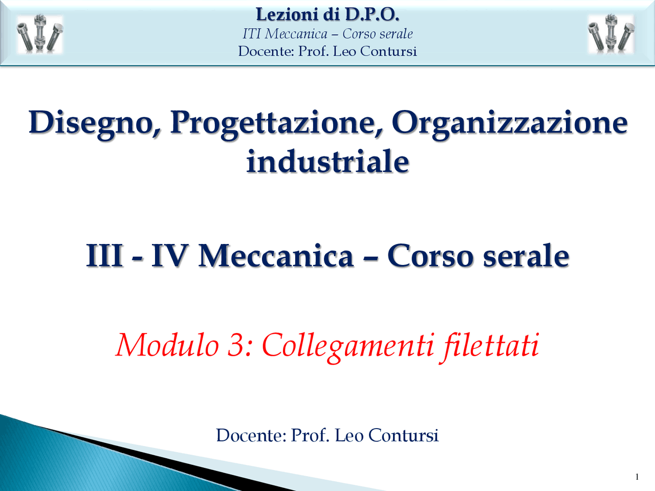 AutoCad - Filettatura | Dispense di Organizzazione e gestione dei